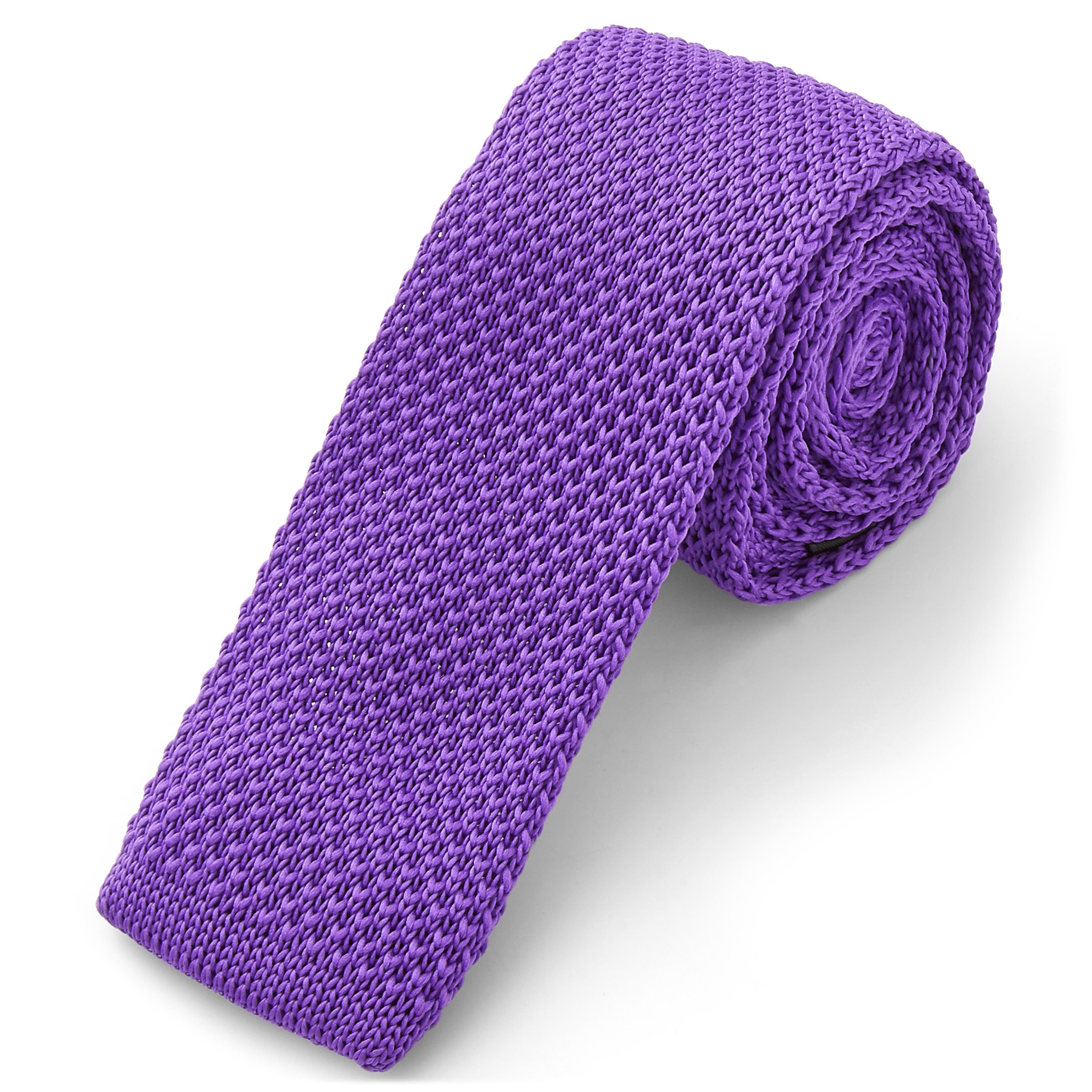 Liliowy krawat z dzianiny