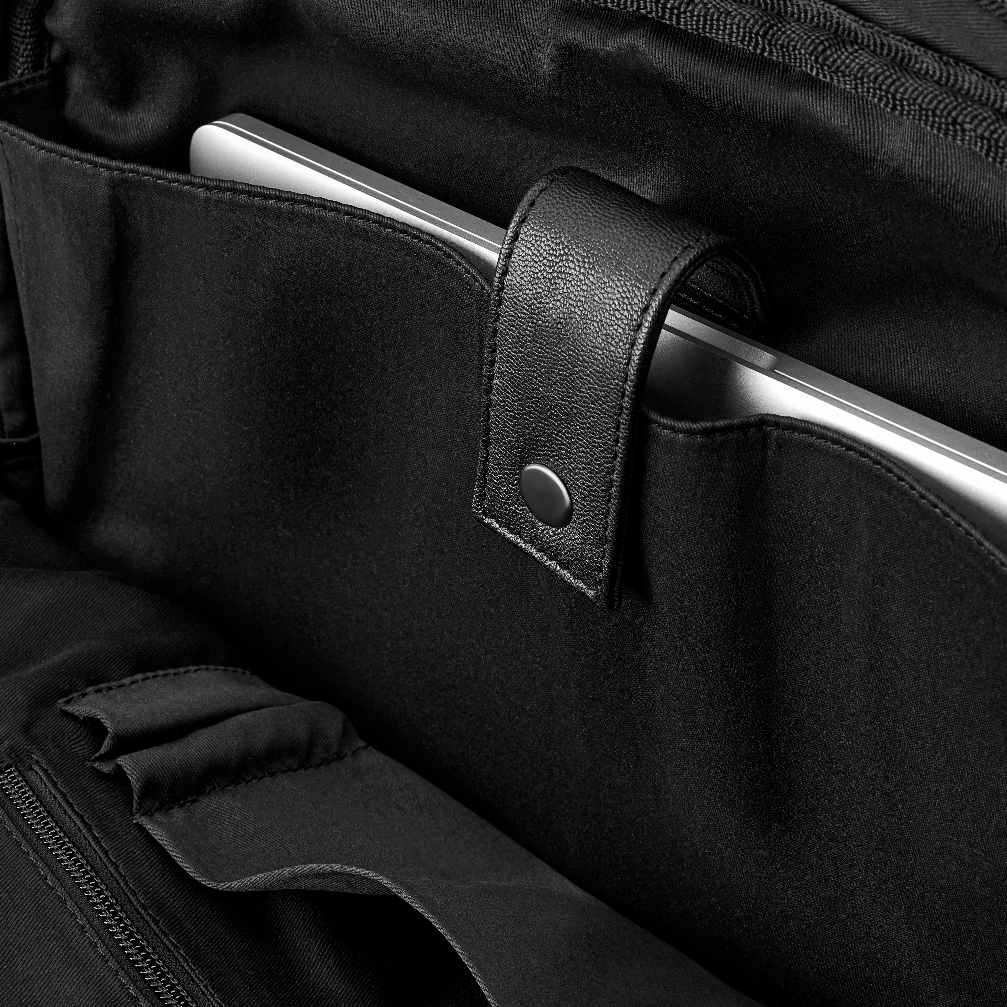 Fidei | Black Full Grain Goat Leather Laptop Bag - 10