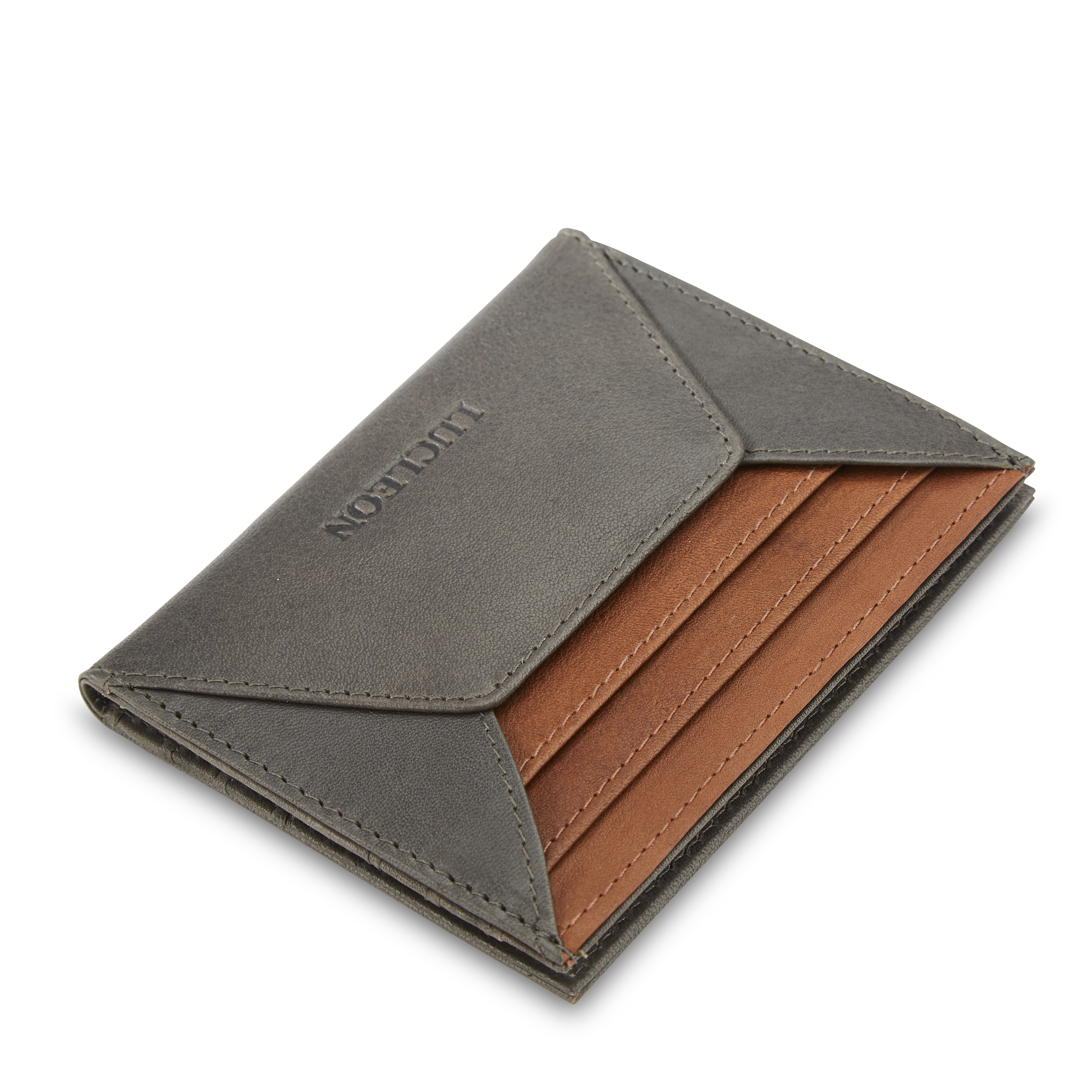 Loren Graues & Hellbraunes Leder RFID Kartenetui - 9