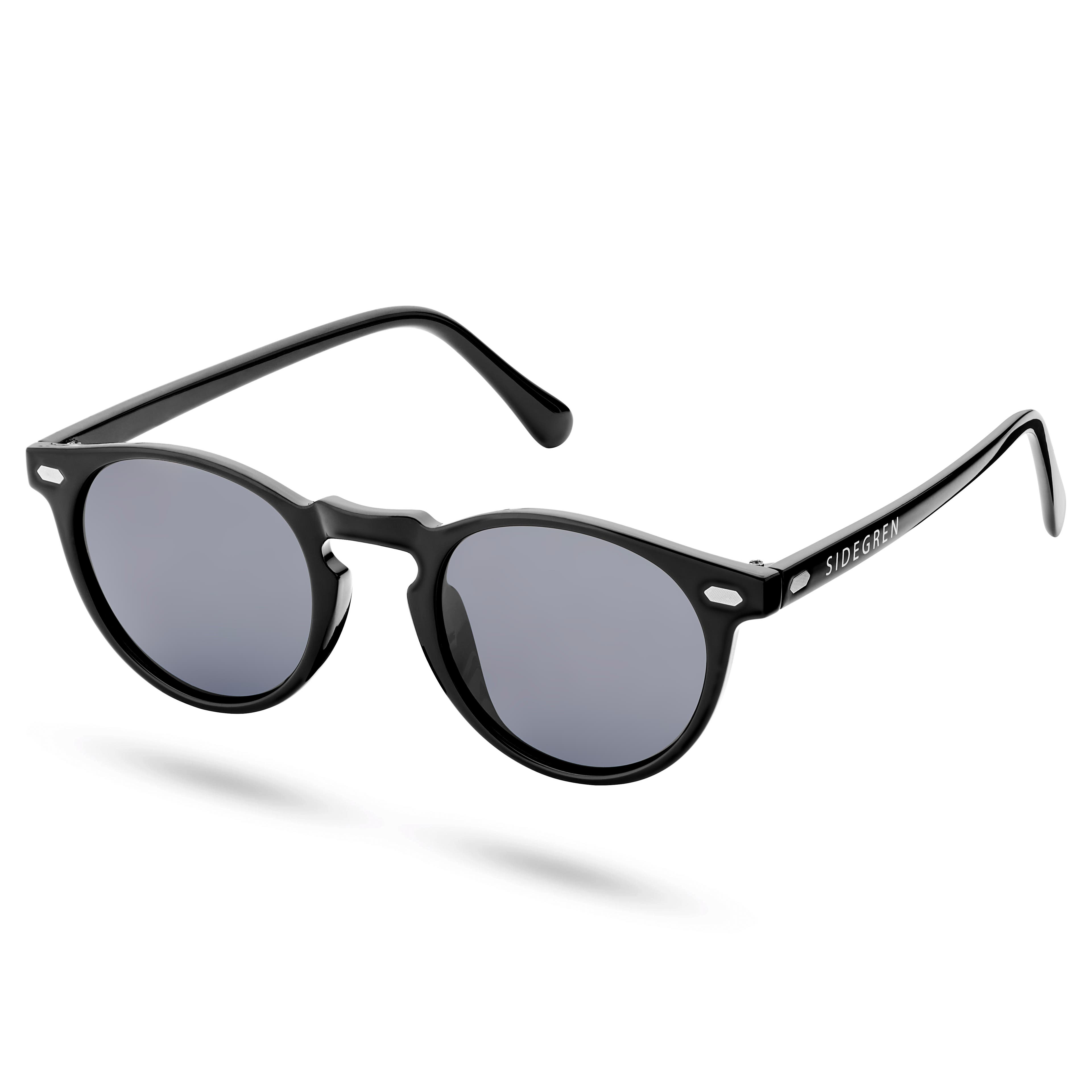 Schwarze, runde, polarisierte Retro-Sonnenbrille