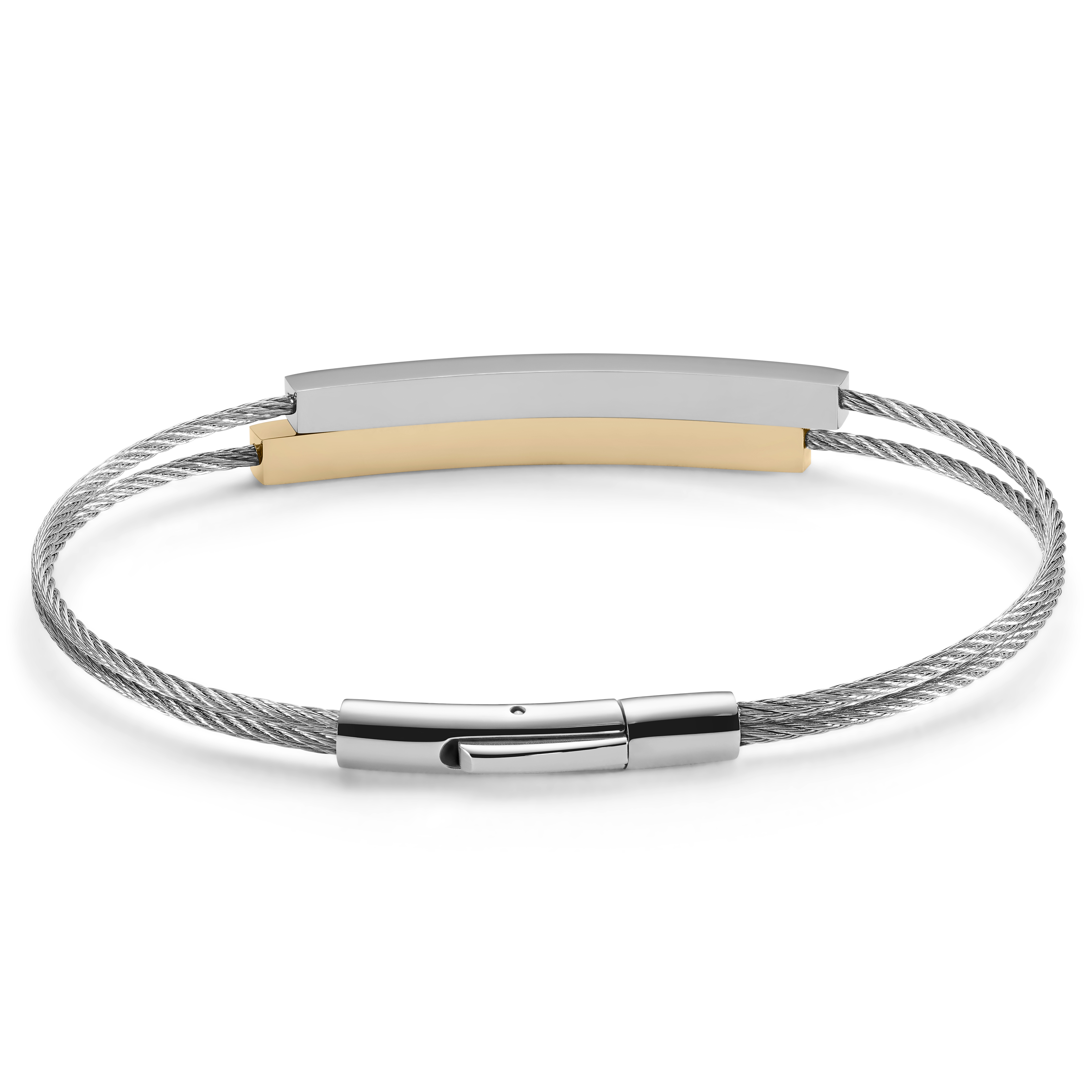 Pulsera de acero inoxidable grabable en plateado y dorado Fusion - 3