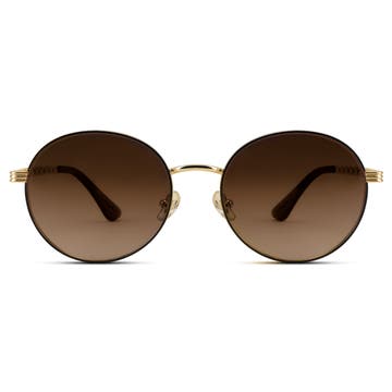 Occasus | Слънчеви очила с кръгли златисти рамки и кафяви поляризирани стъкла