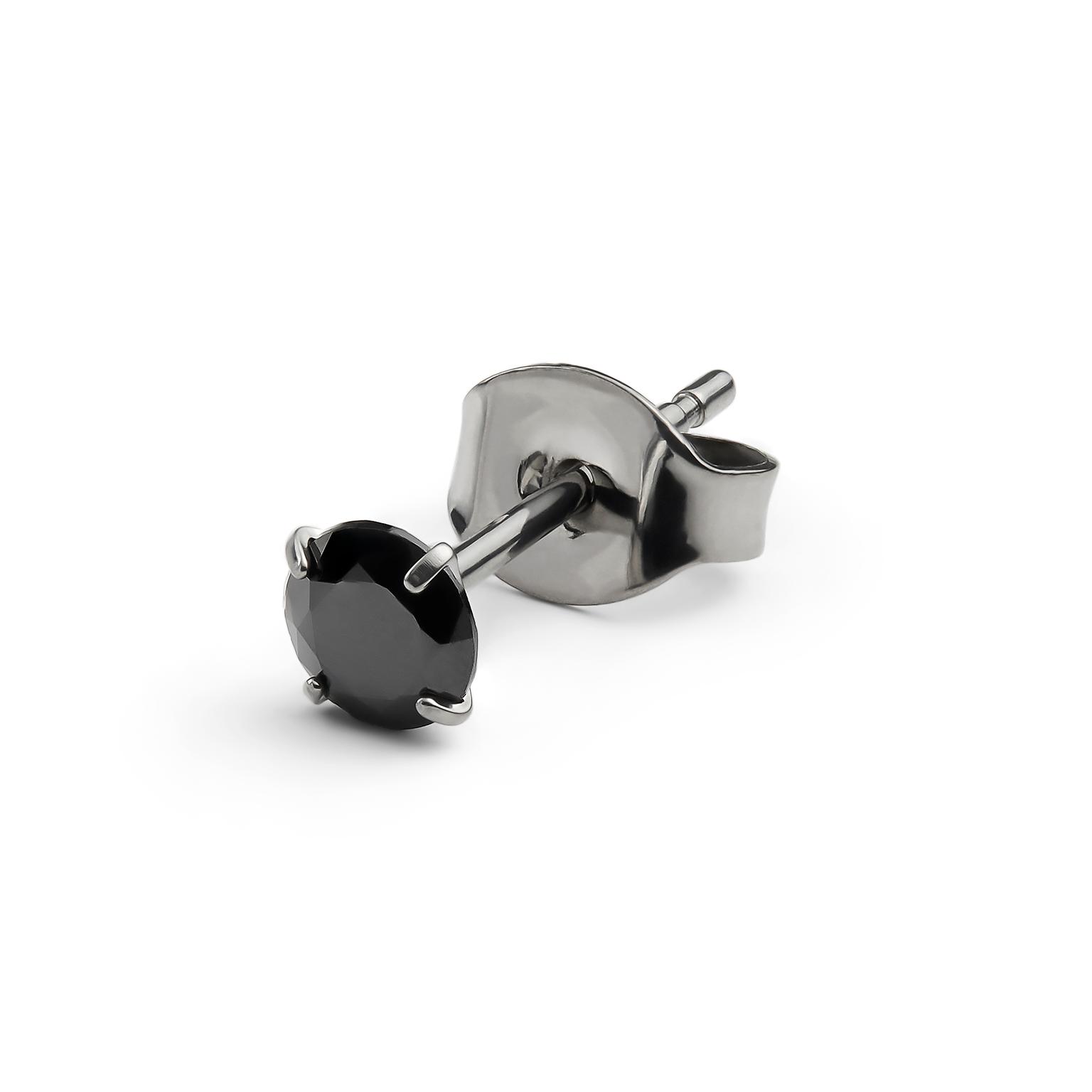 Aura | 4mm titaaninen musta zirkonia nappikorvakoru Aura | 4mm titaaninen musta zirkonia nappikorvakoru