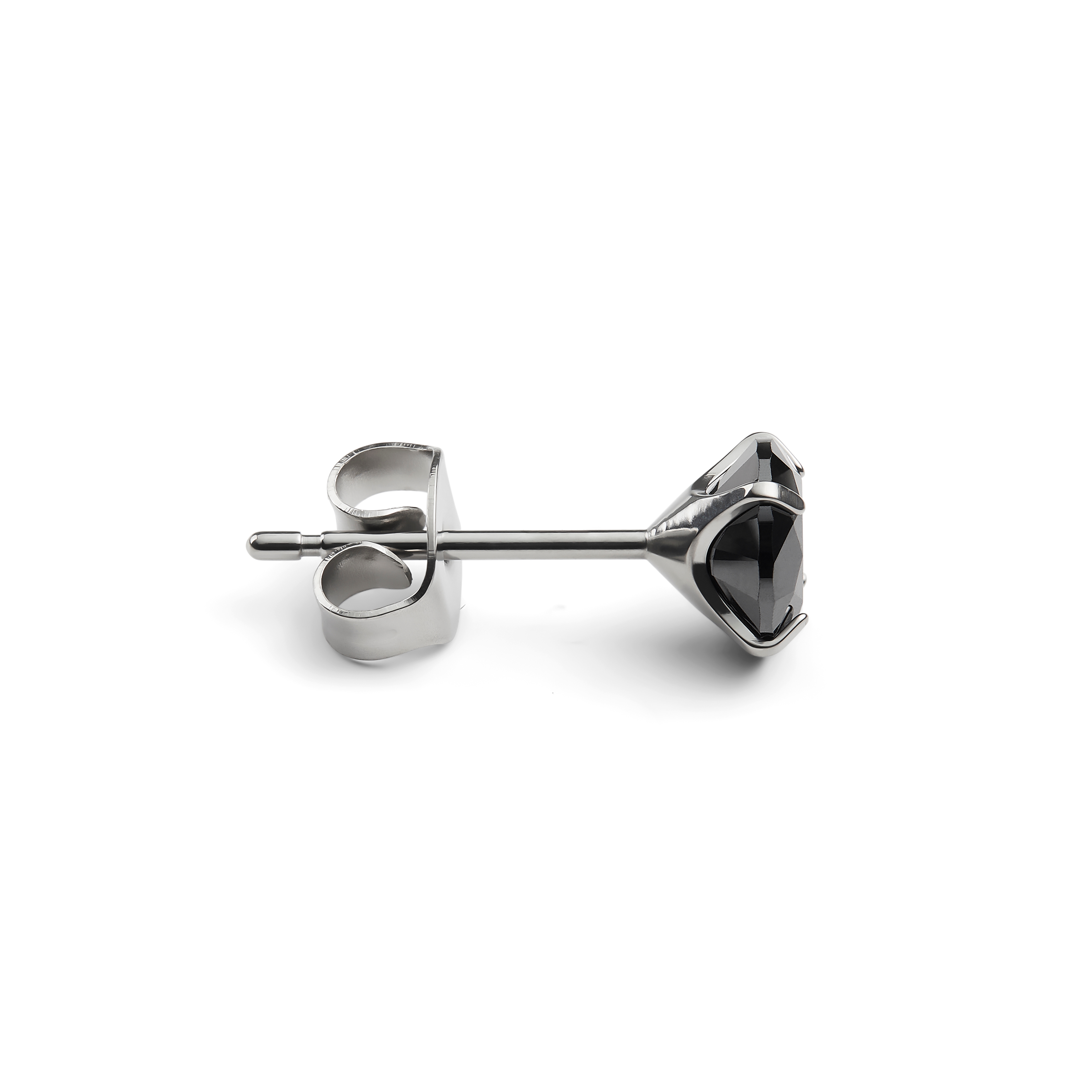 Aura | Orecchino a bottone da 6mm in titanio con zirconia nera - 2