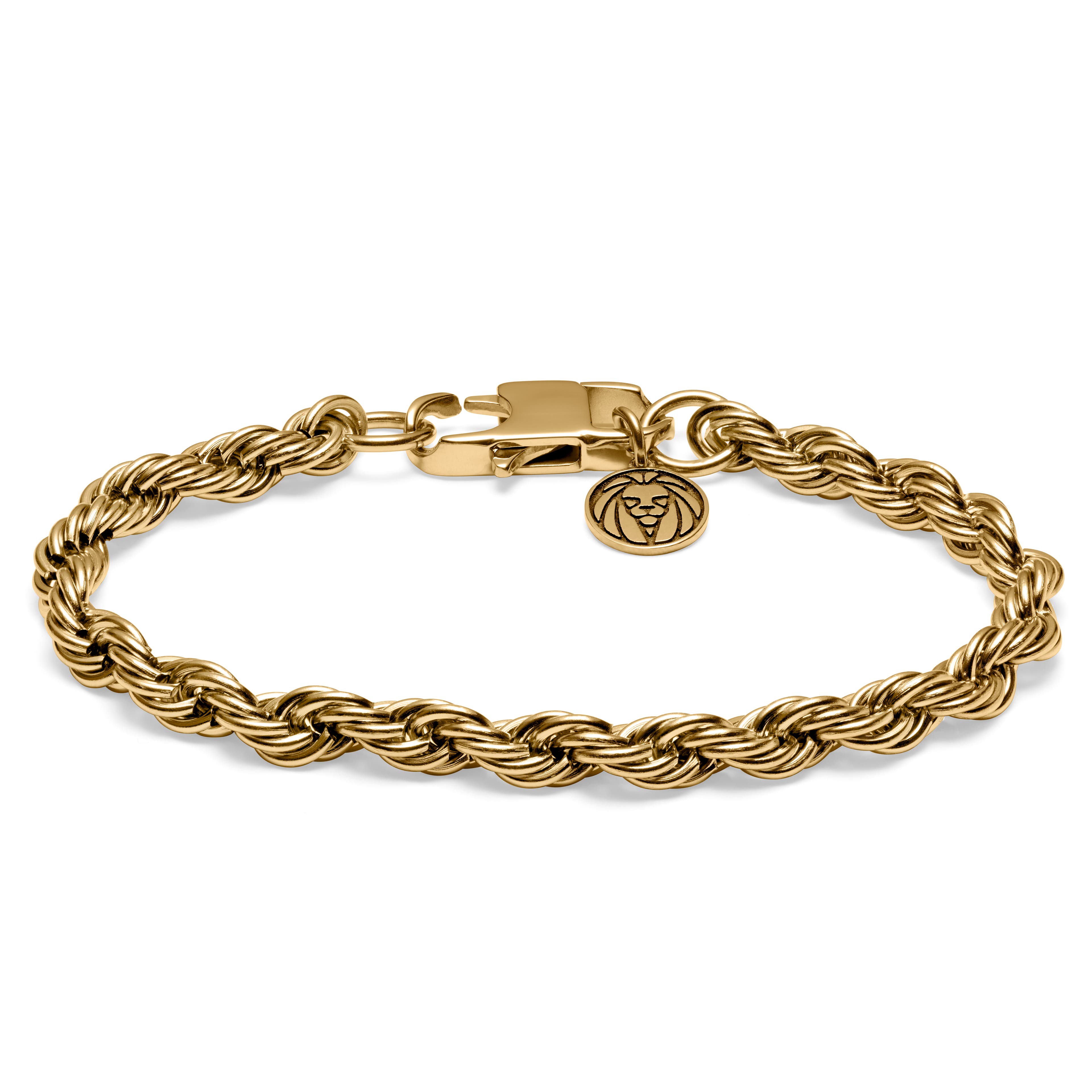 Amager, 6mm Gold-Tone Stainless Steel Rope Chain Bracelet, In stock!