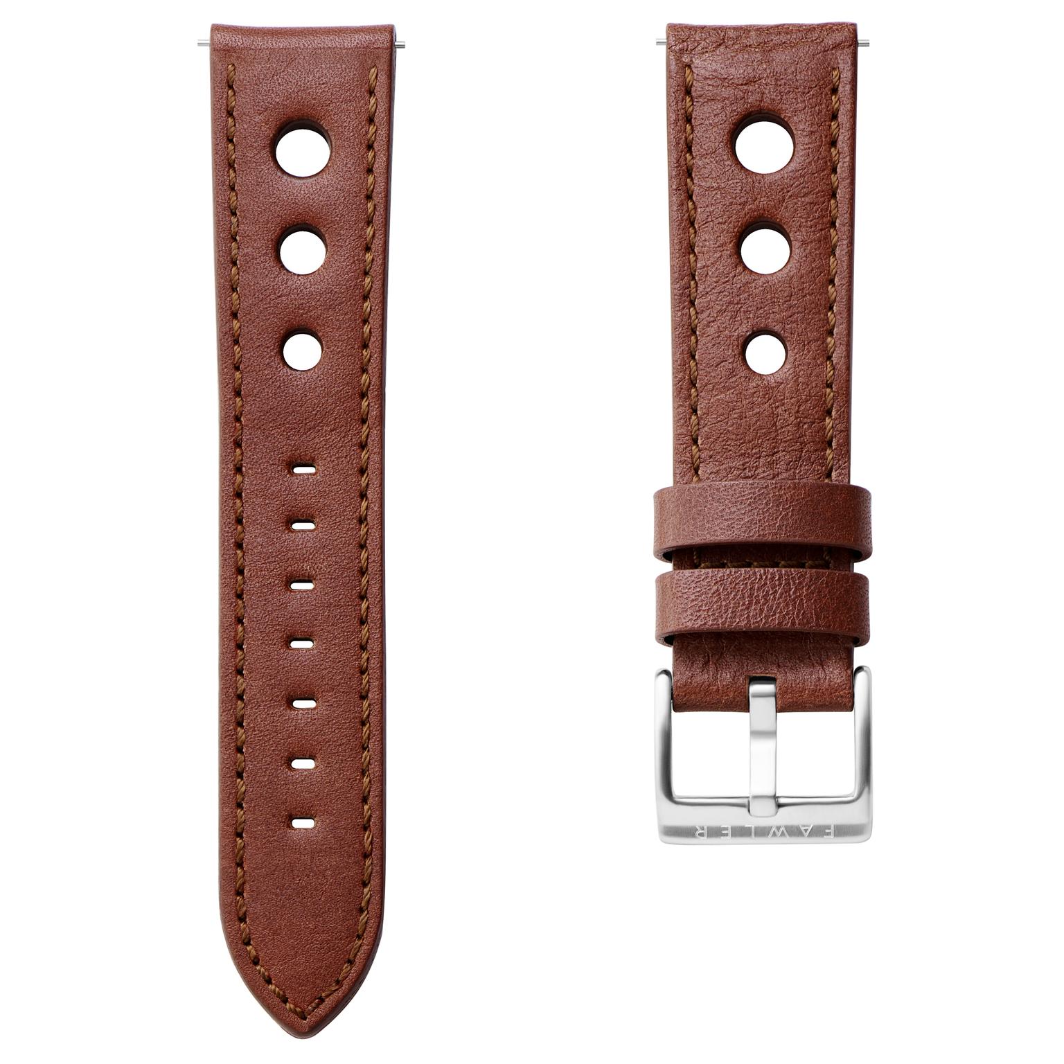 22 mm - Pulseira de Relógio Racing em Pele de Flor Integral Castanha 22 mm - Pulseira de Relógio Racing em Pele de Flor Integral Castanha