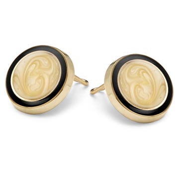 Round Black & Gold-Tone Copper Button Covers Round Black & Gold-Tone Copper Button Covers