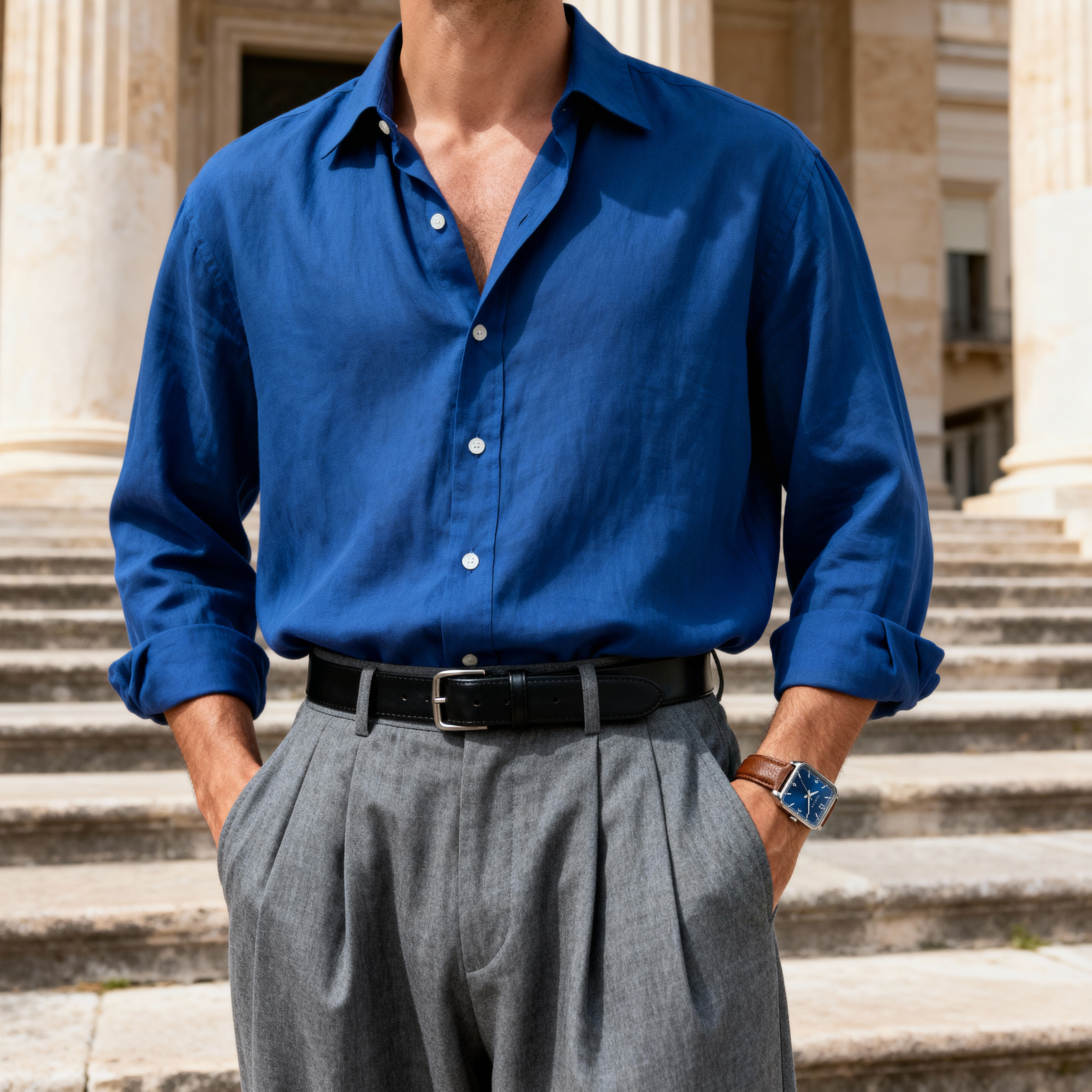 Clyde | Reloj cuadrado-plateado y azul - 2