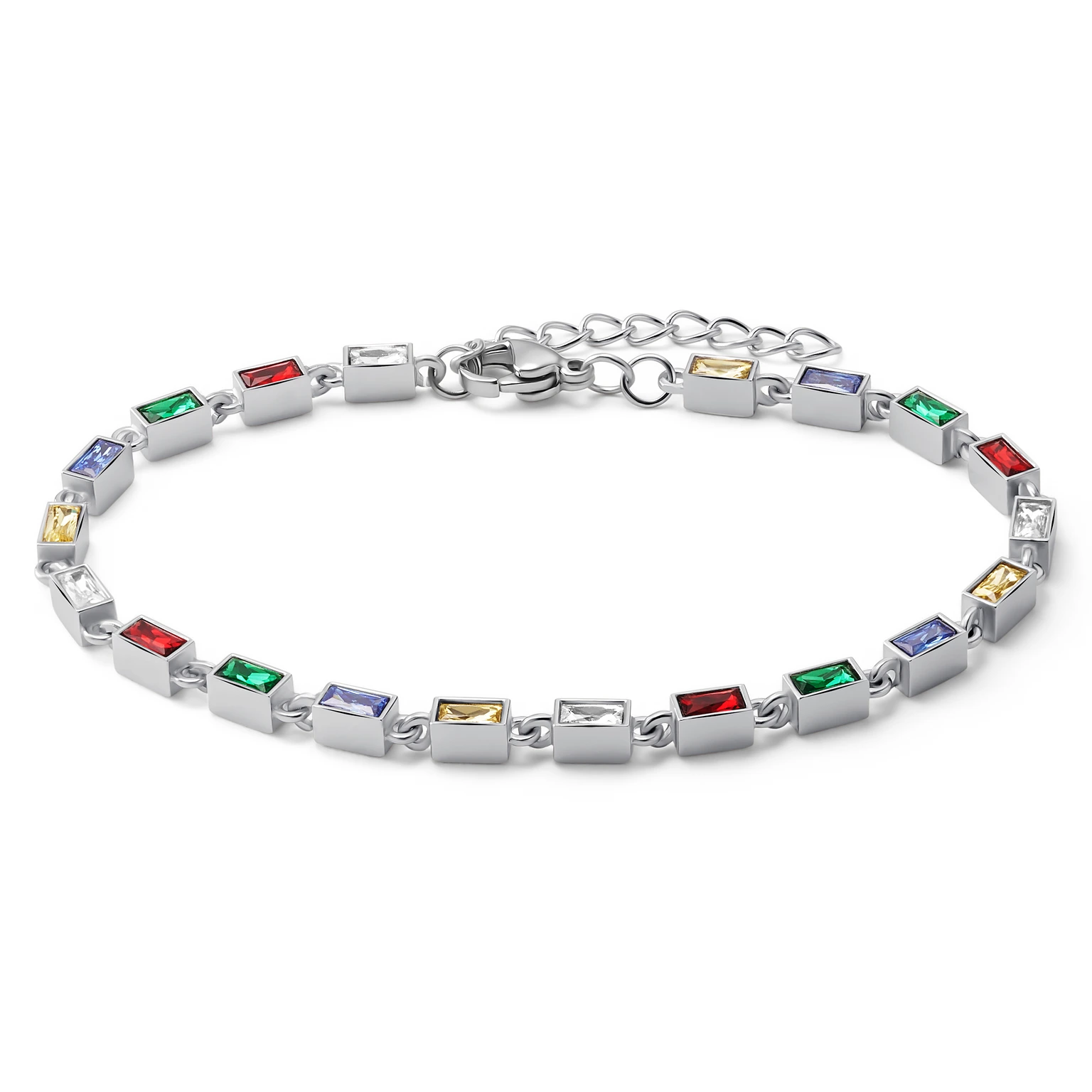 Facet | Brățară cu finisaj argintiu și piatră din sticlă de cristal, multicoloră Facet | Brățară cu finisaj argintiu și piatră din sticlă de cristal, multicoloră