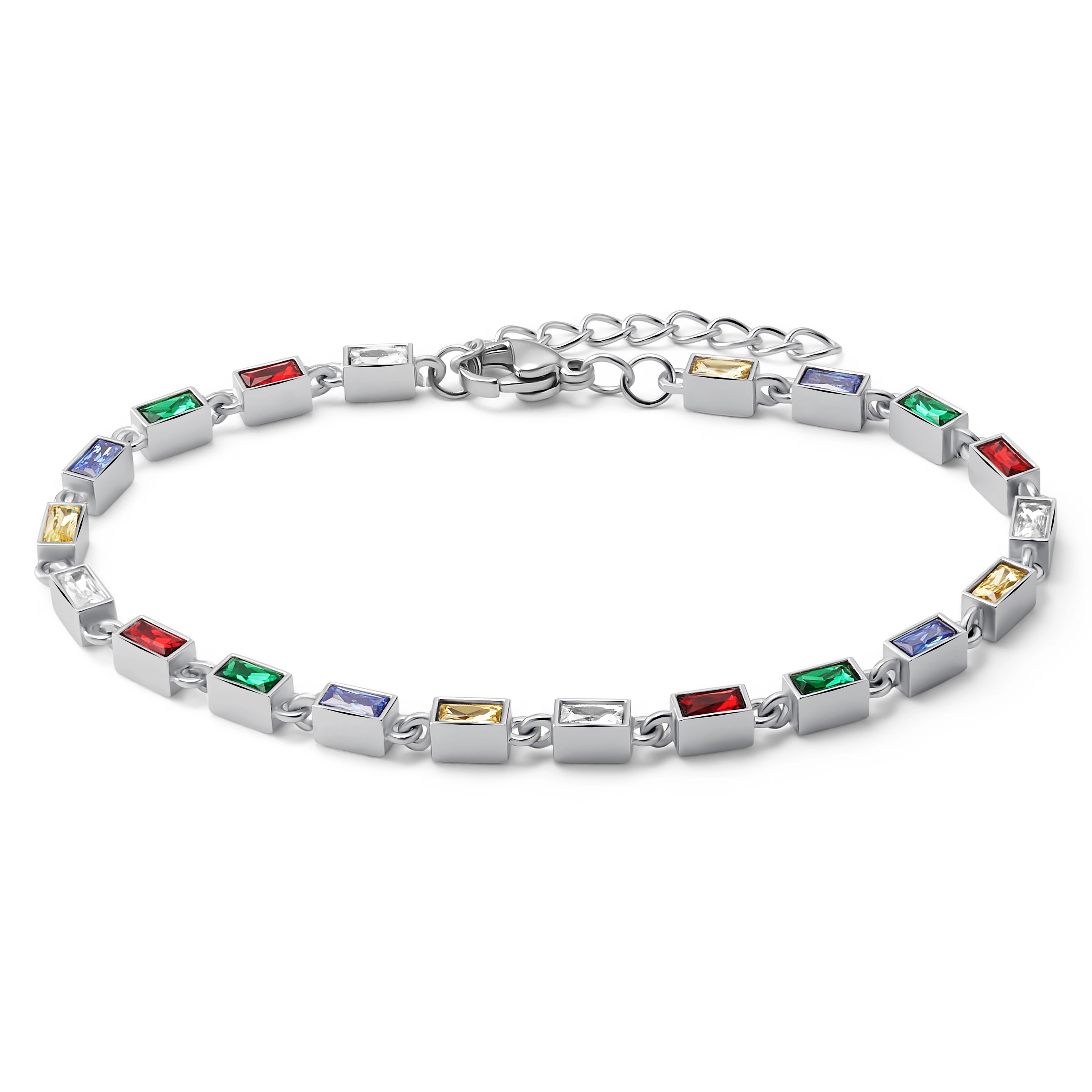 Facet | Bracelet argenté avec pierres en cristal multicolore Facet | Bracelet argenté avec pierres en cristal multicolore