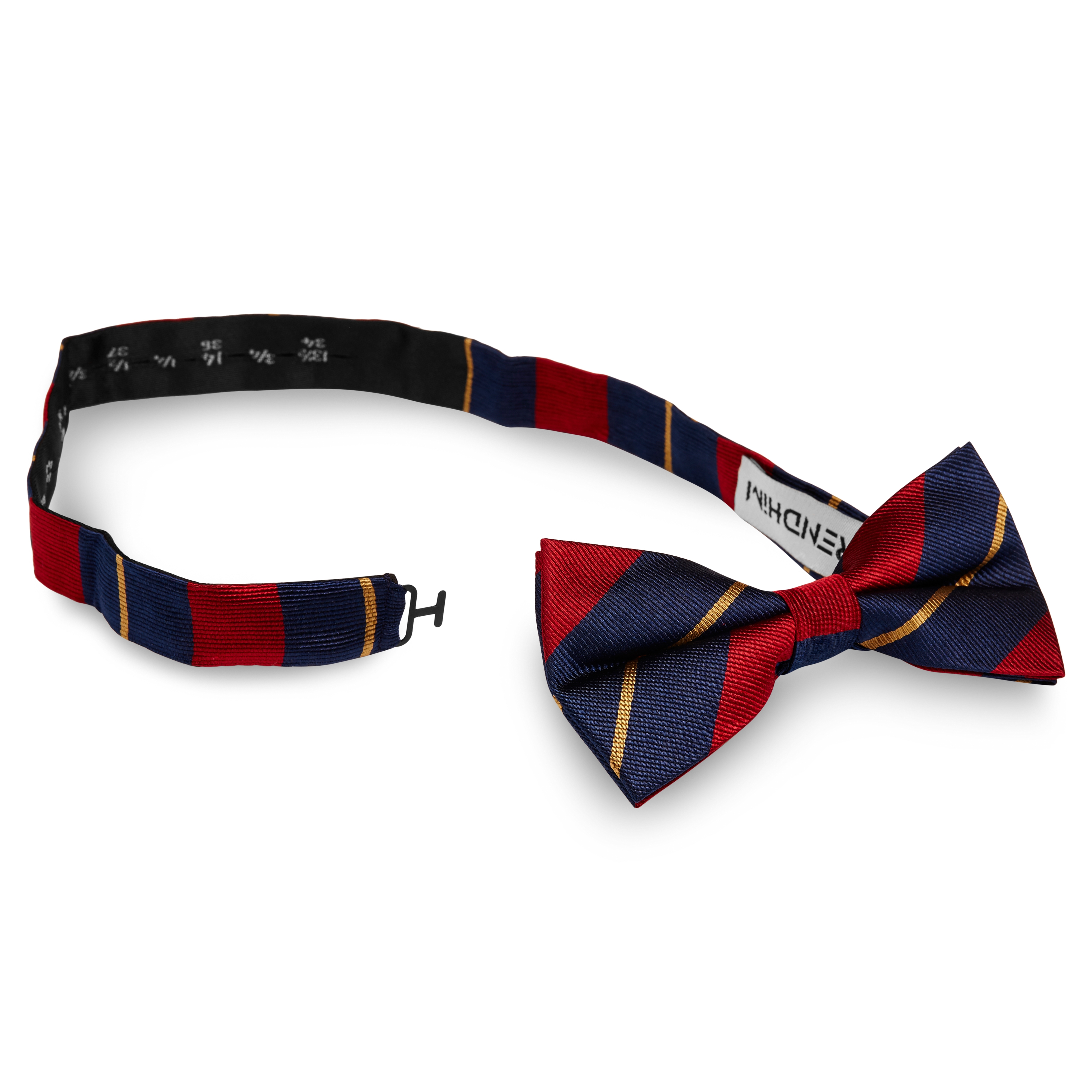 Burgundy, Navy Blue and Golden Silk Pre-Tied Bow Tie - 2