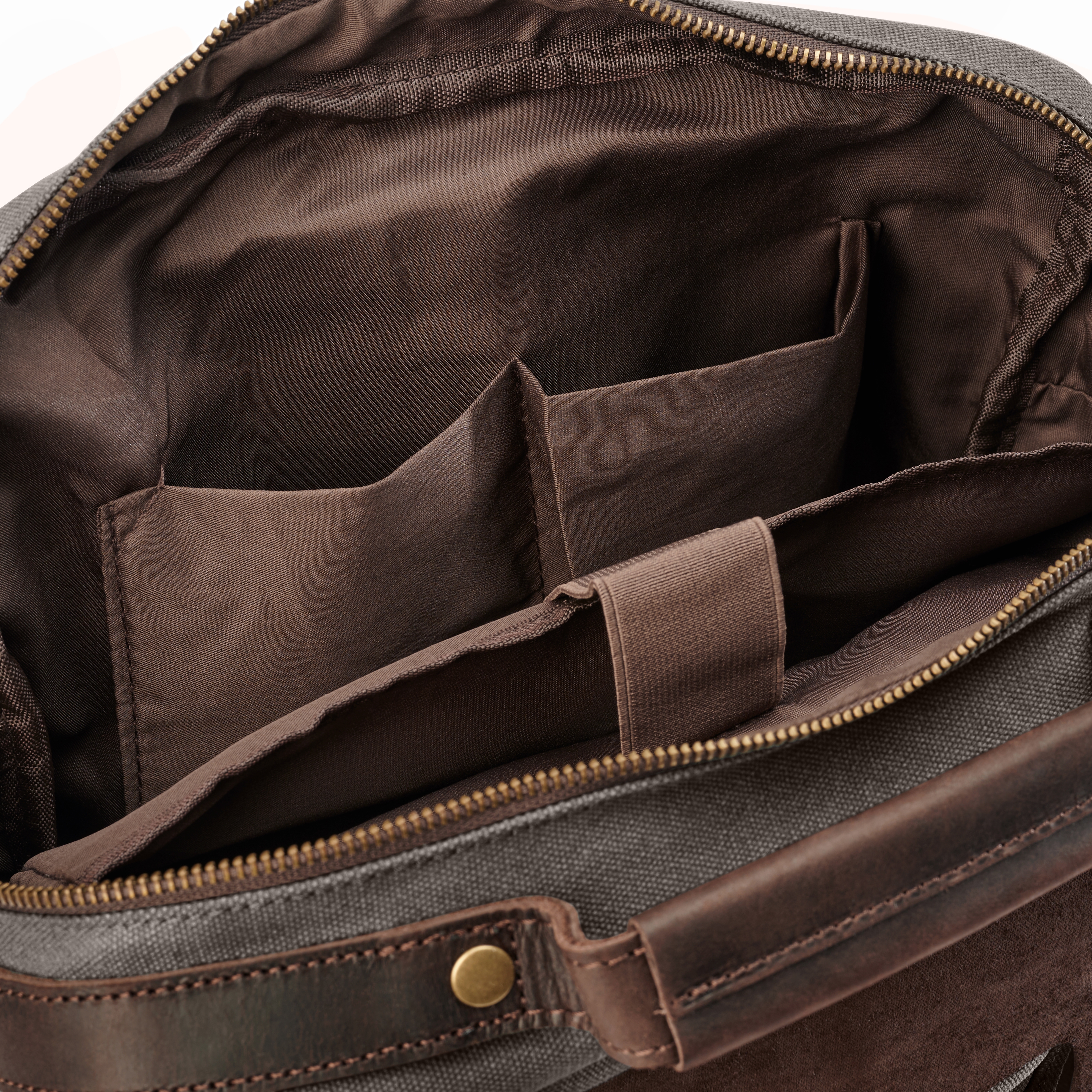 Rucsac vintage din pânză canvas gri cărbune și piele maro închis - 10