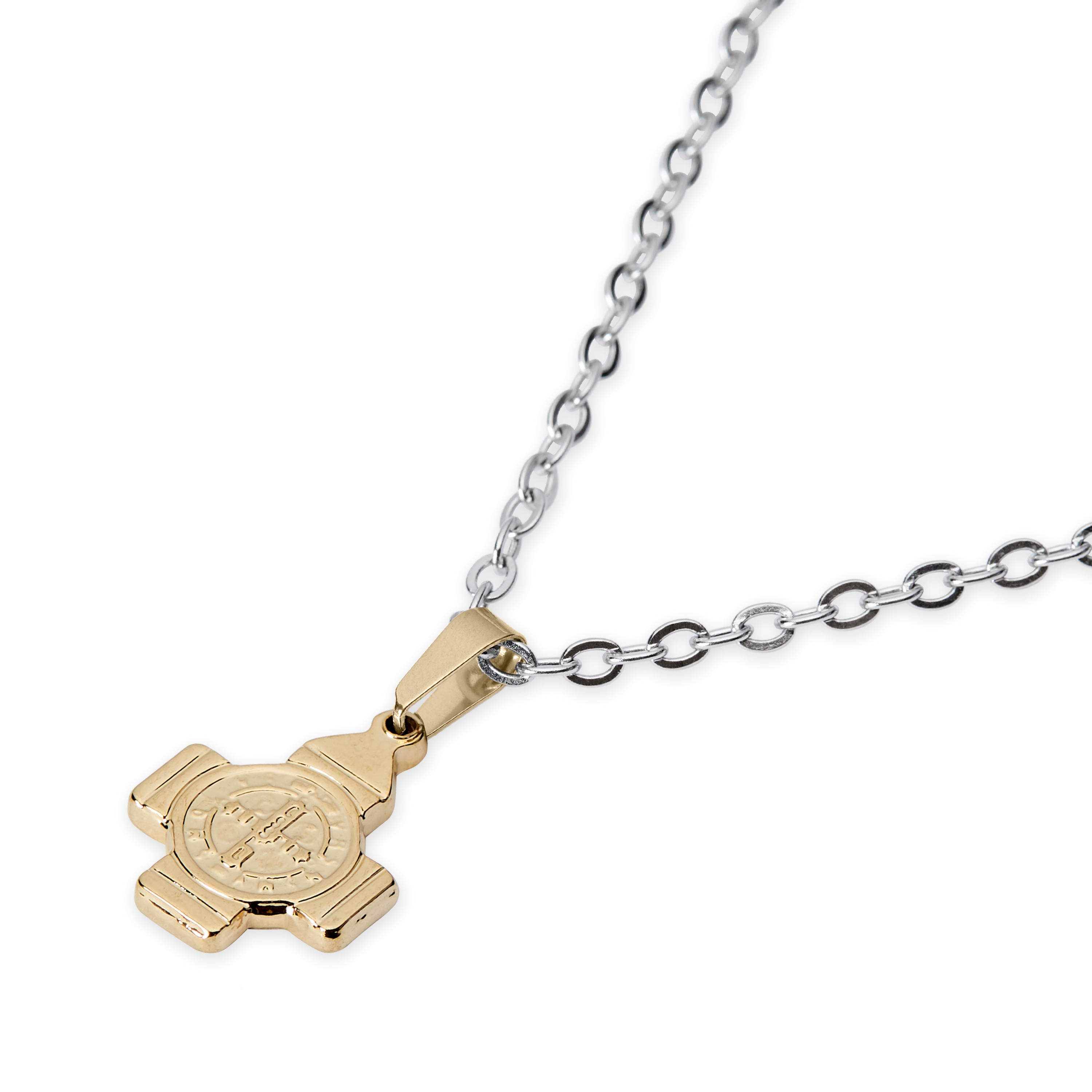 Arany tónusú Szent-Benedek-medálos acél nyaklánc - 3