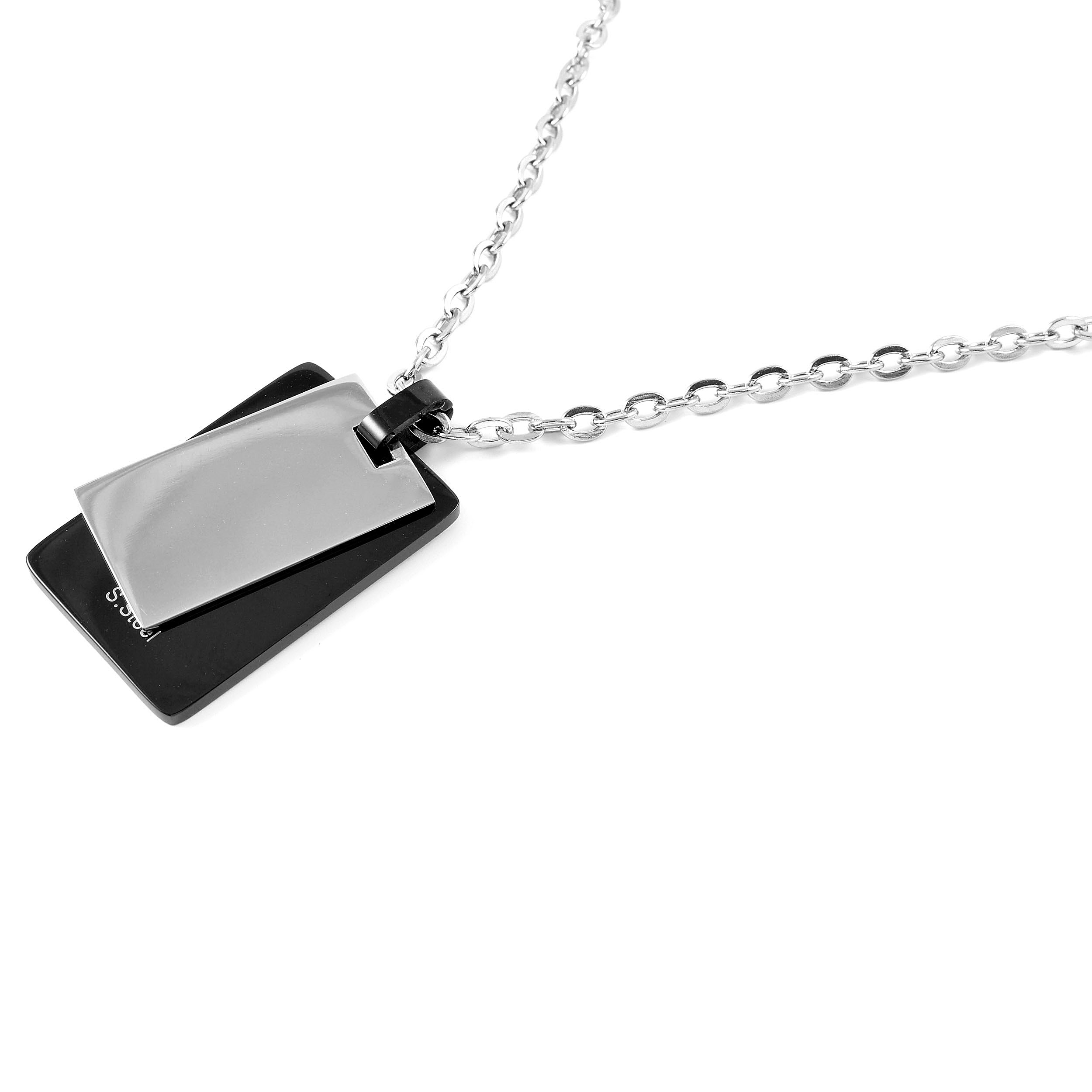 Colgante con placa de identificación cuadrado y negro  - 2