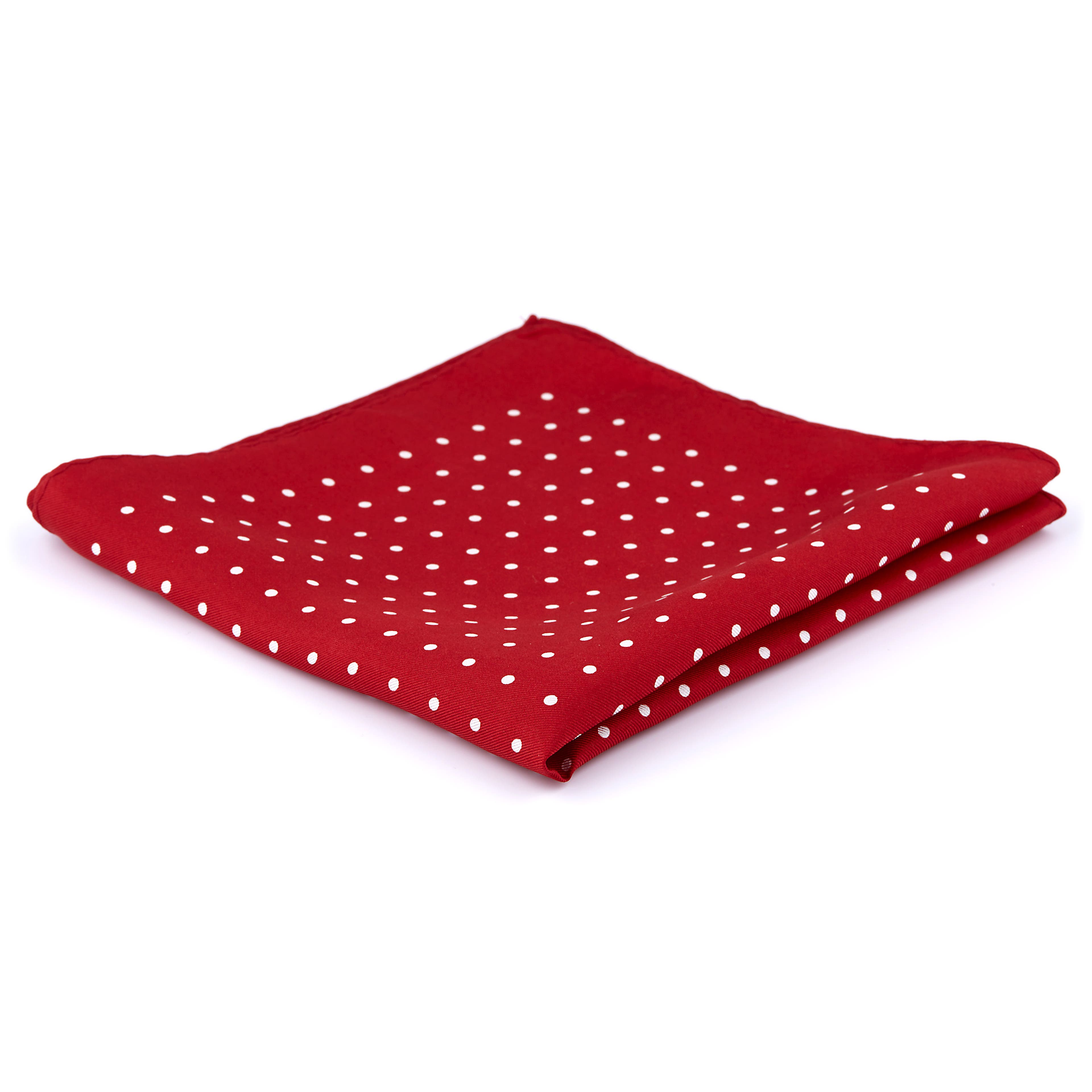 Red & White Dotted Silk Pocket Square