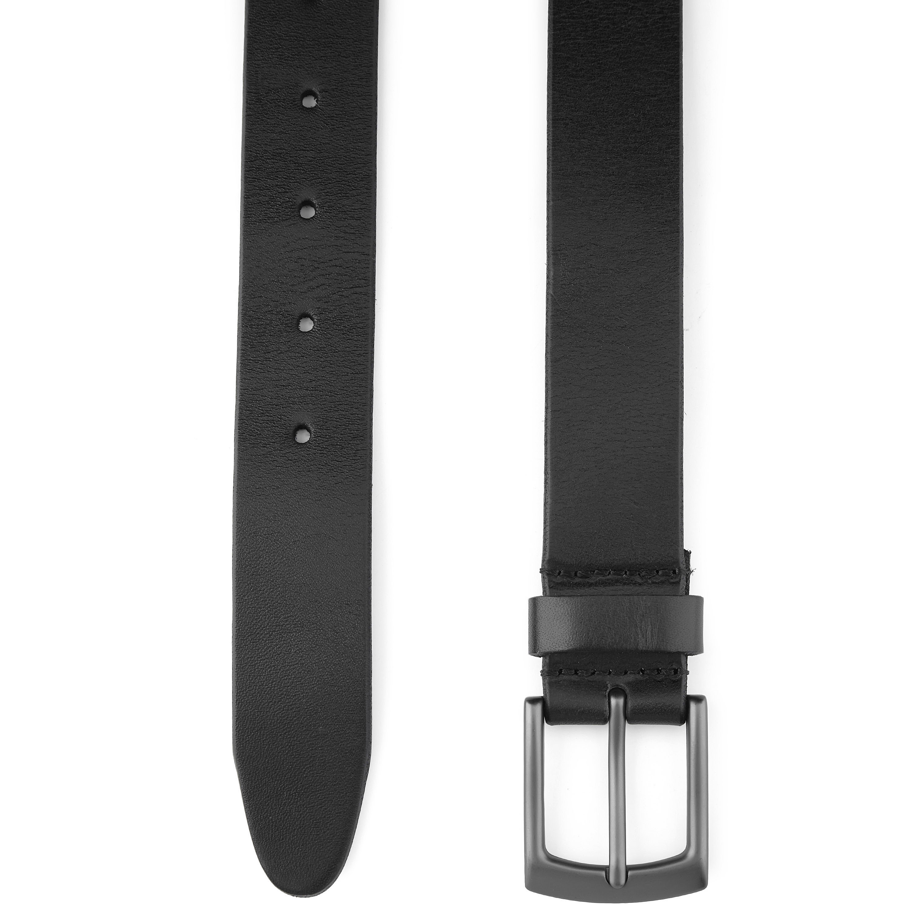 Zwarte & Grijze Klassieke Leren Rawhide Riem - 2