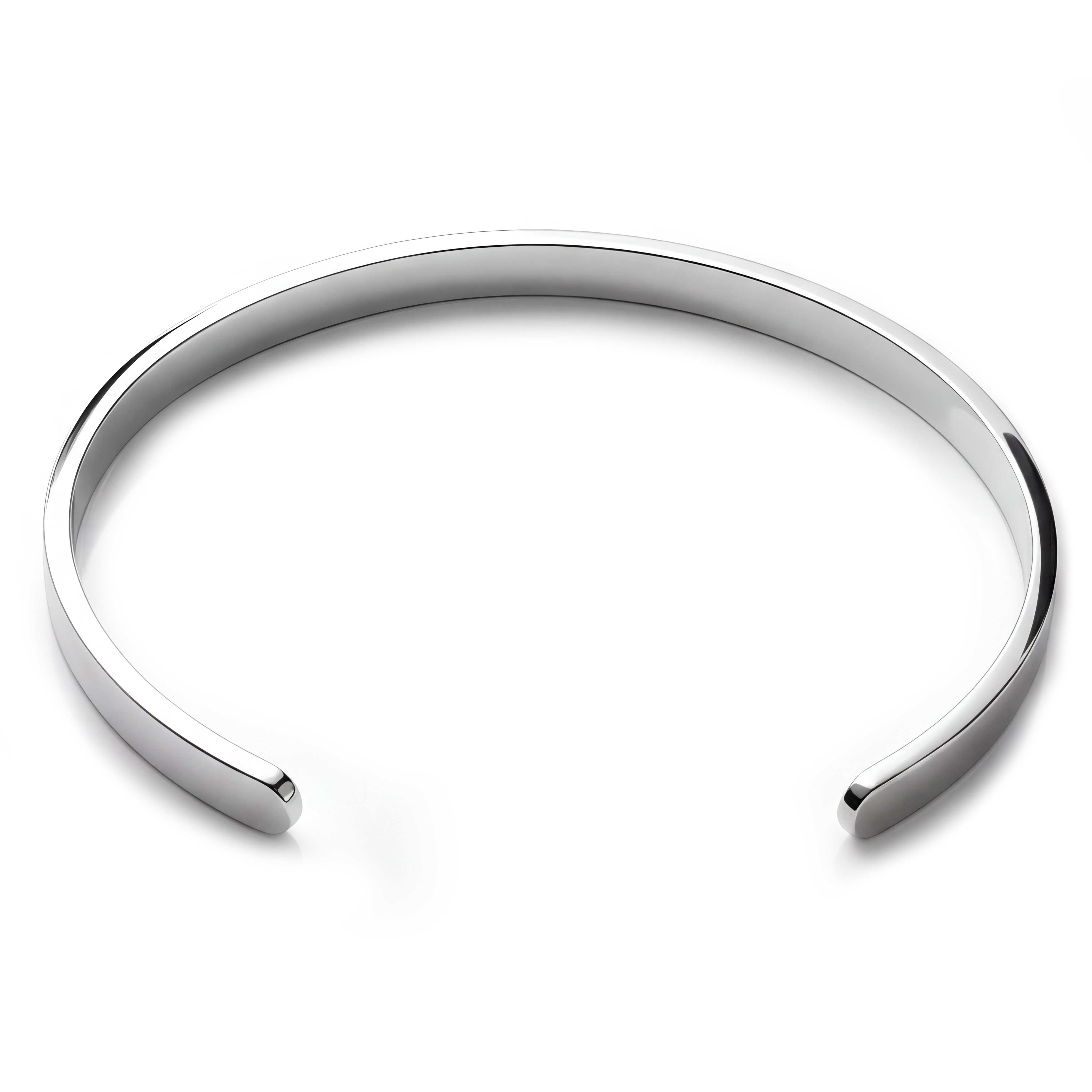 New Classics | 5mm Silver-Tone Stainless Steel Cuff Bracelet With Round Edges - 4