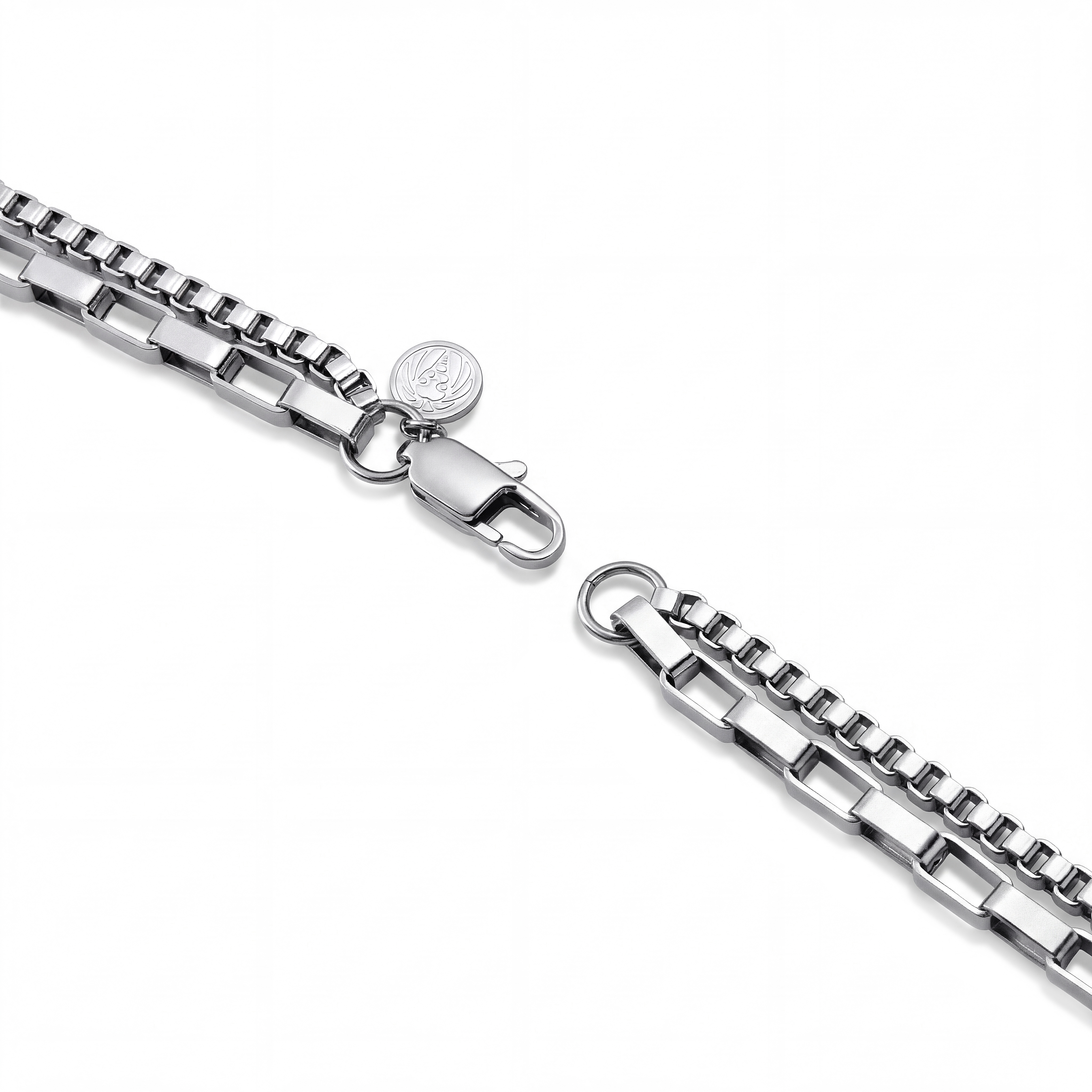 New Classics | Ezüst tónusú rozsdamentes acél rétegezett 2 az 1-ben lánc nyaklánc - 6