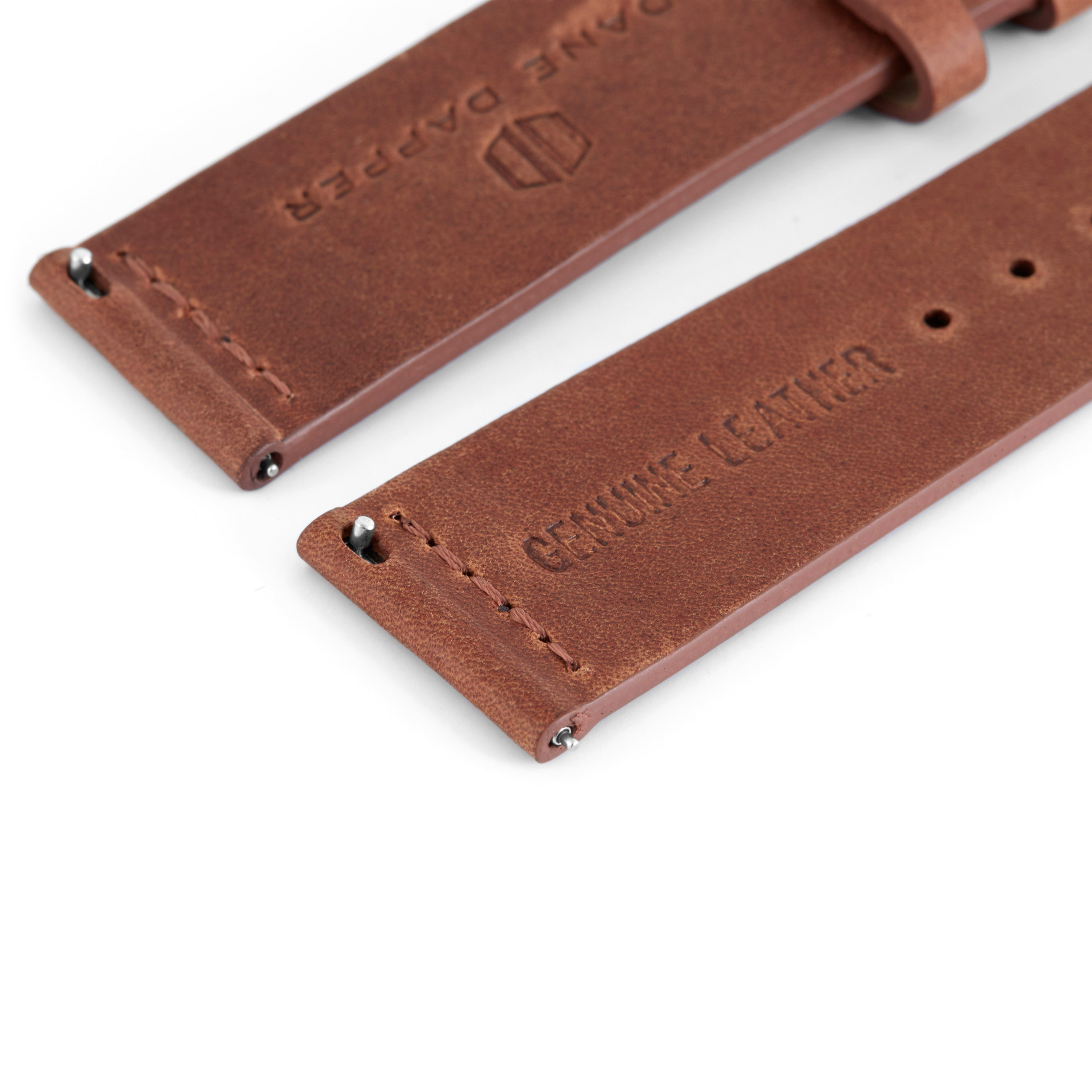 Brown Leather & Gray Buckle Watch Strap - 3