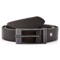 Slim Modern Black Leather Belt