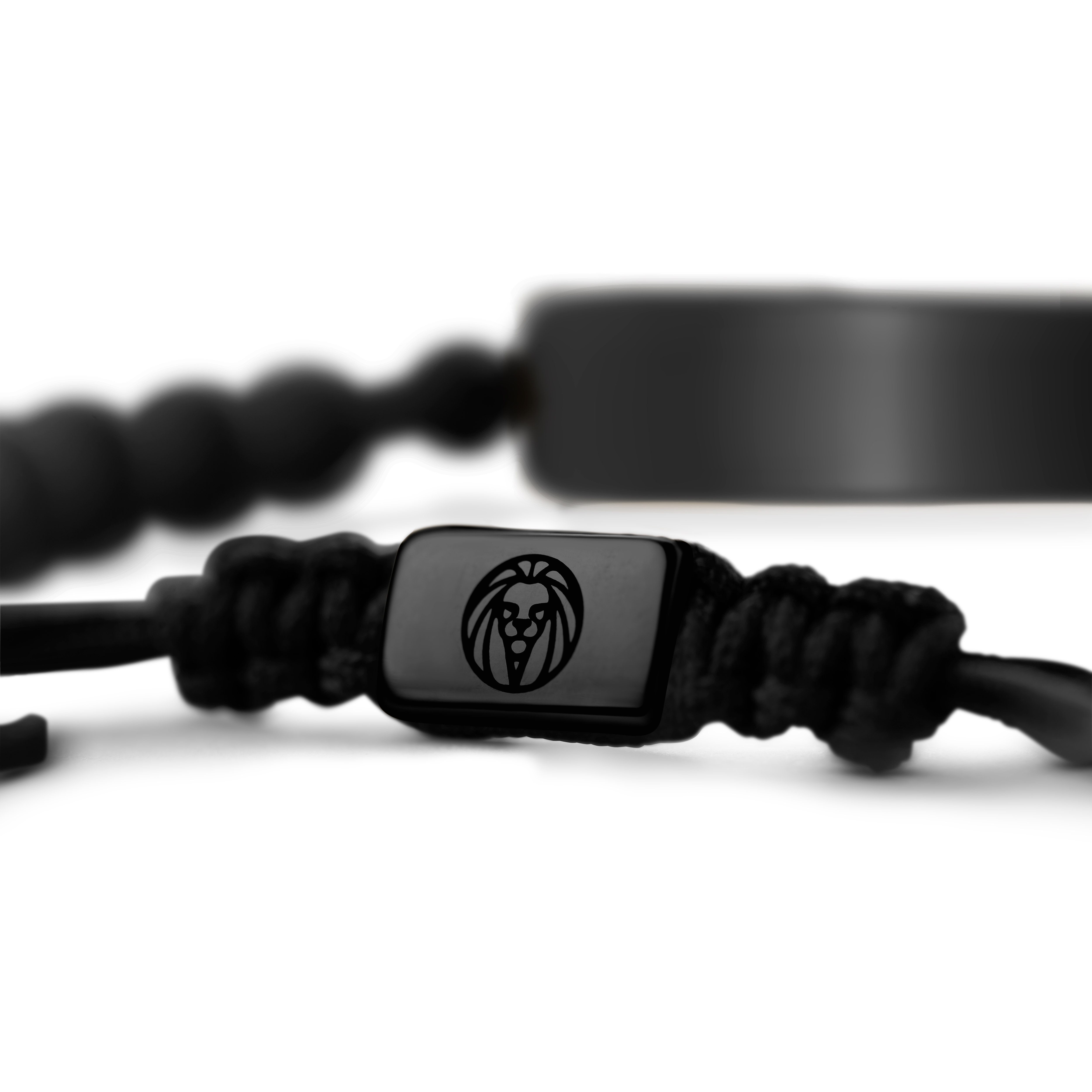  Adjustable-Length Onyx Bead Bracelet with Black Stainless Steel Plate - 3