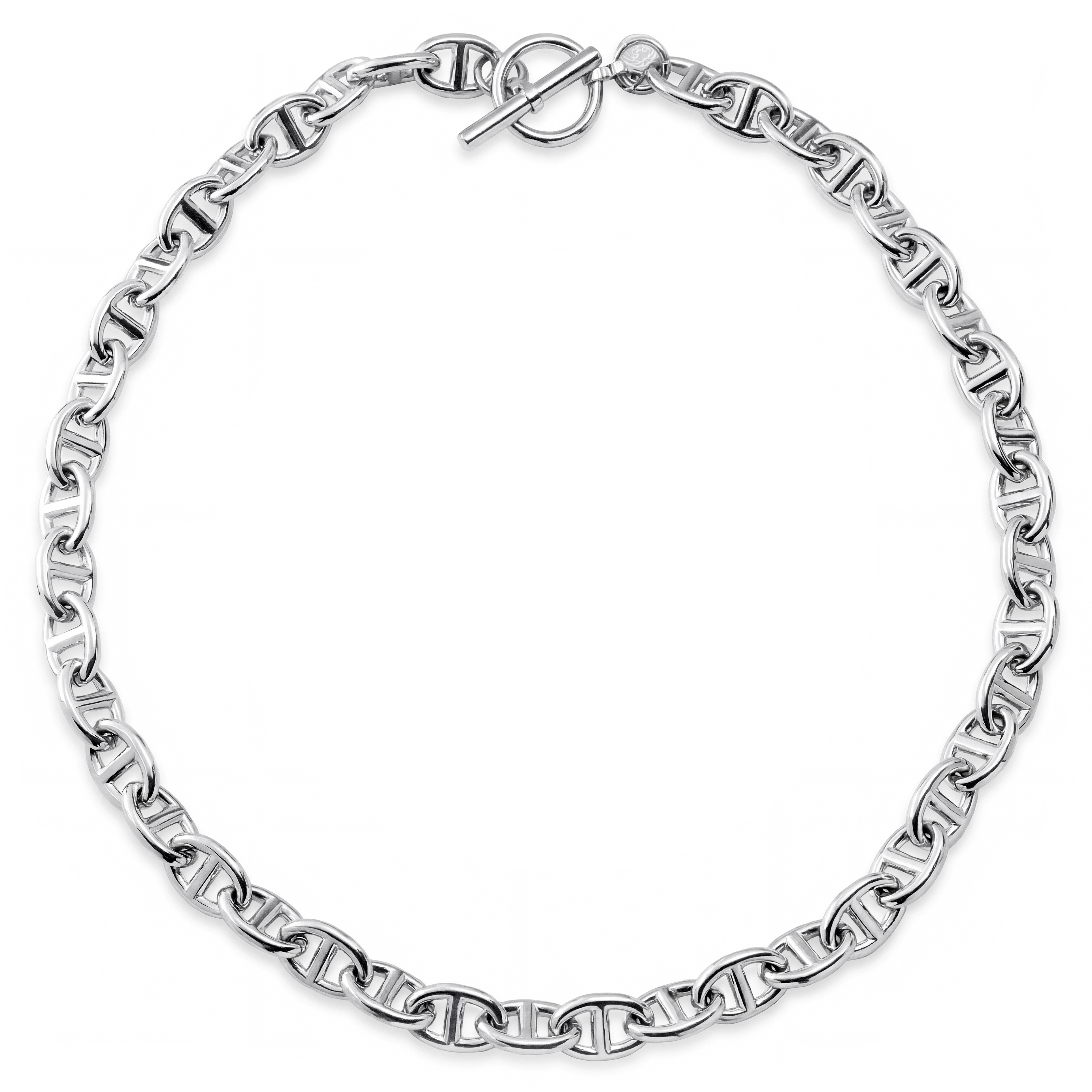 New Classics | Ezüst tónusú rozsdamentes acél malacorr láncszemes T-kapcsos nyaklánc - 2