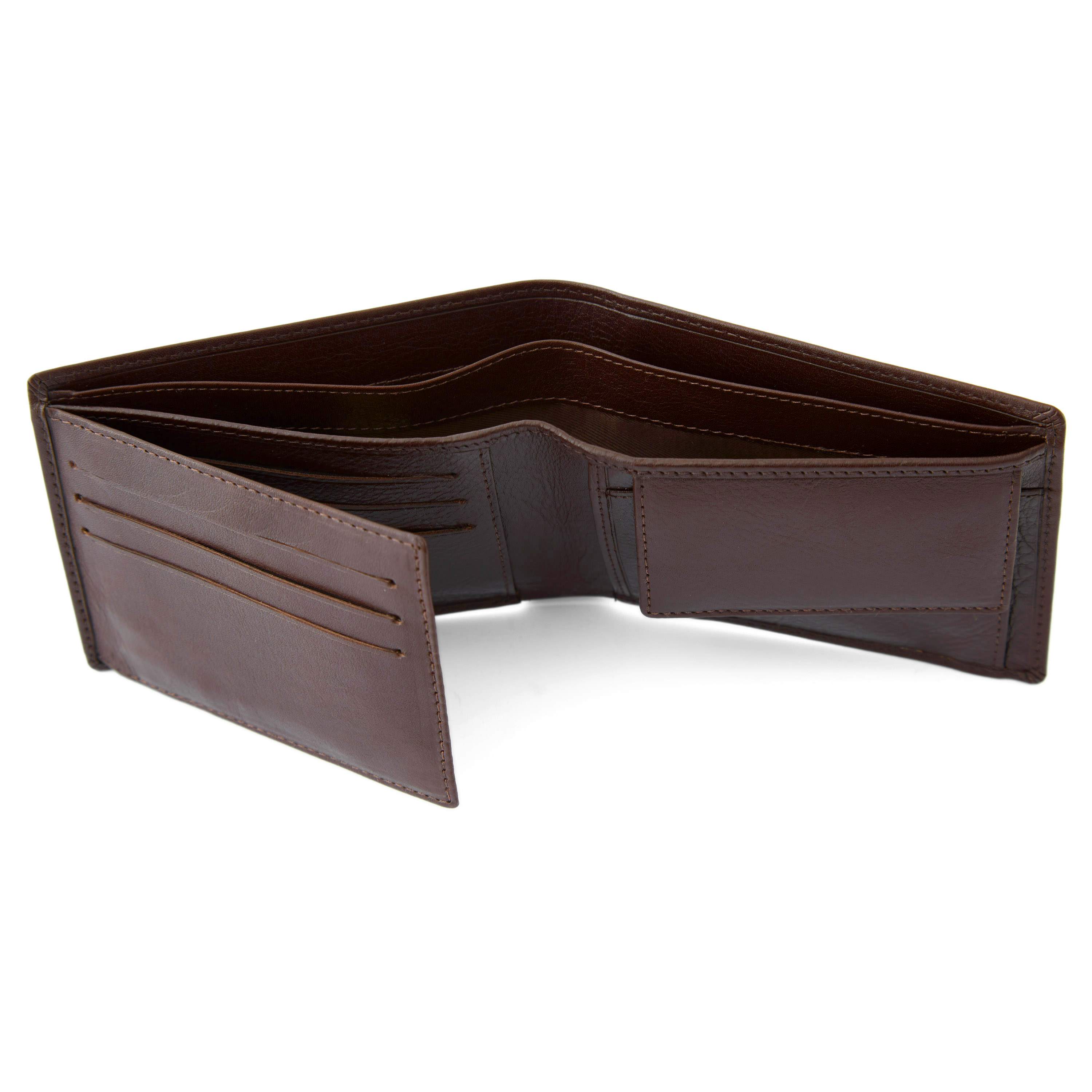 Skórzany i podwójnie składany portfel w kolorze czekoladowym - 3