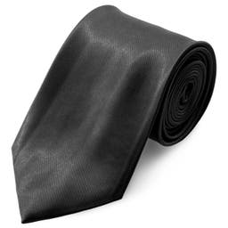 Basic Wide Shiny Black Polyester Tie