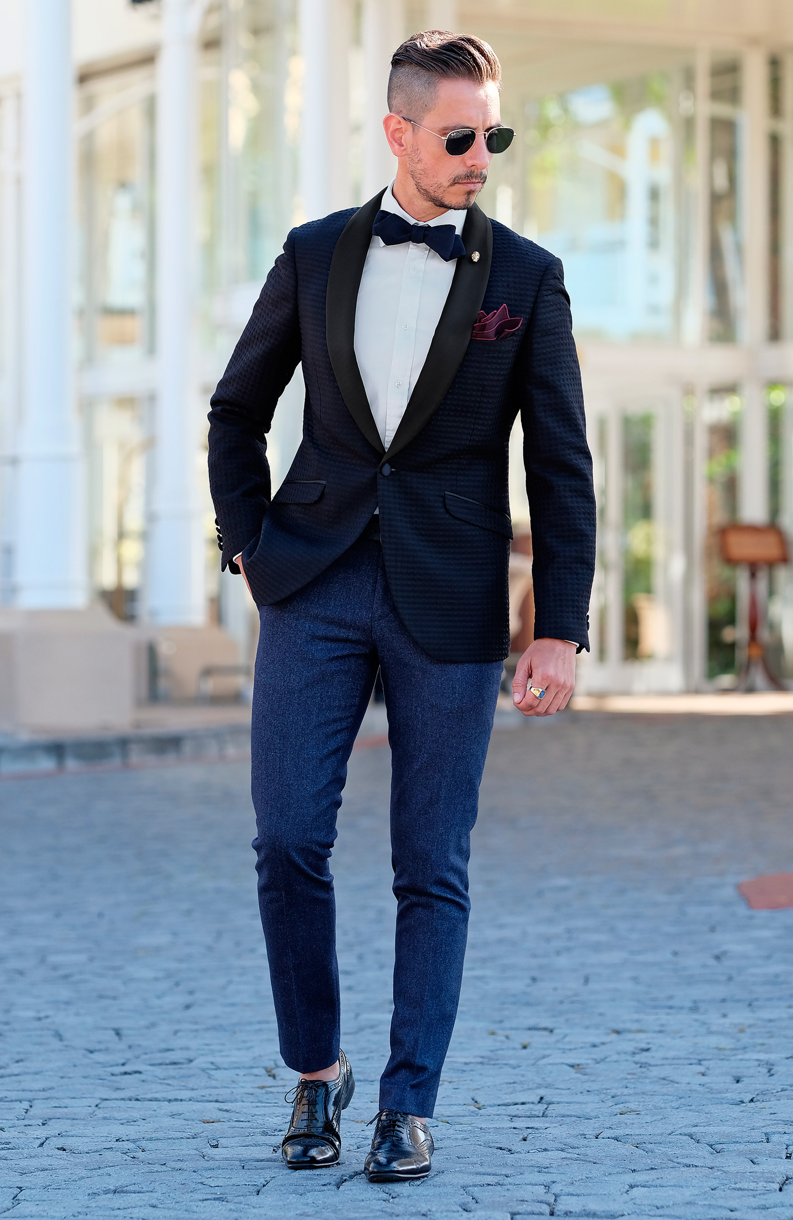 Fazzoletto da taschino marrone con motivo  - 5