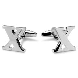 Silver-tone Initial X Cufflinks