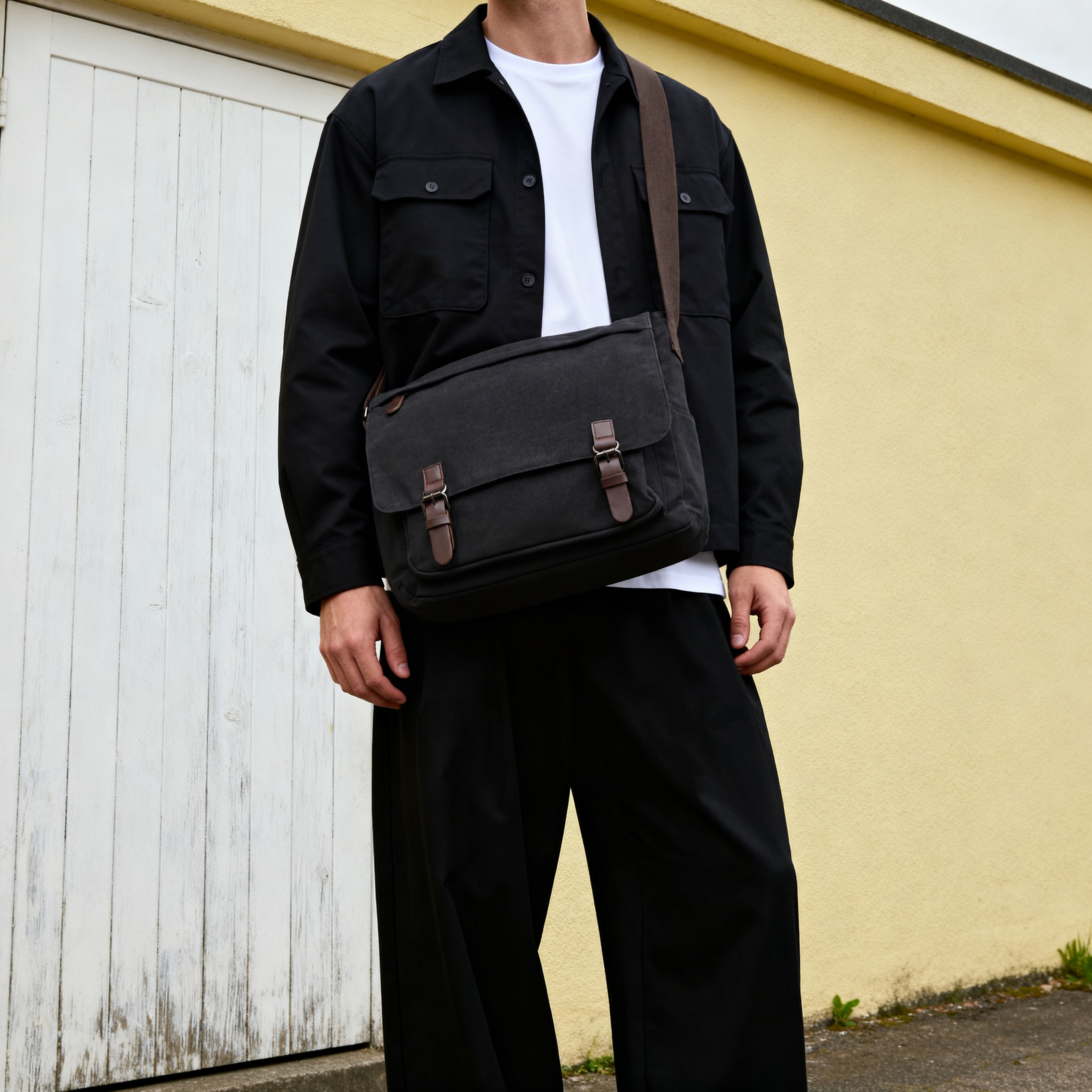 Dark gray Canvas Messenger Bag - 5