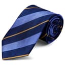 Pastel Blue & Gold Stripe Navy Silk 8cm Tie Pastel Blue & Gold Stripe Navy Silk 8cm Tie