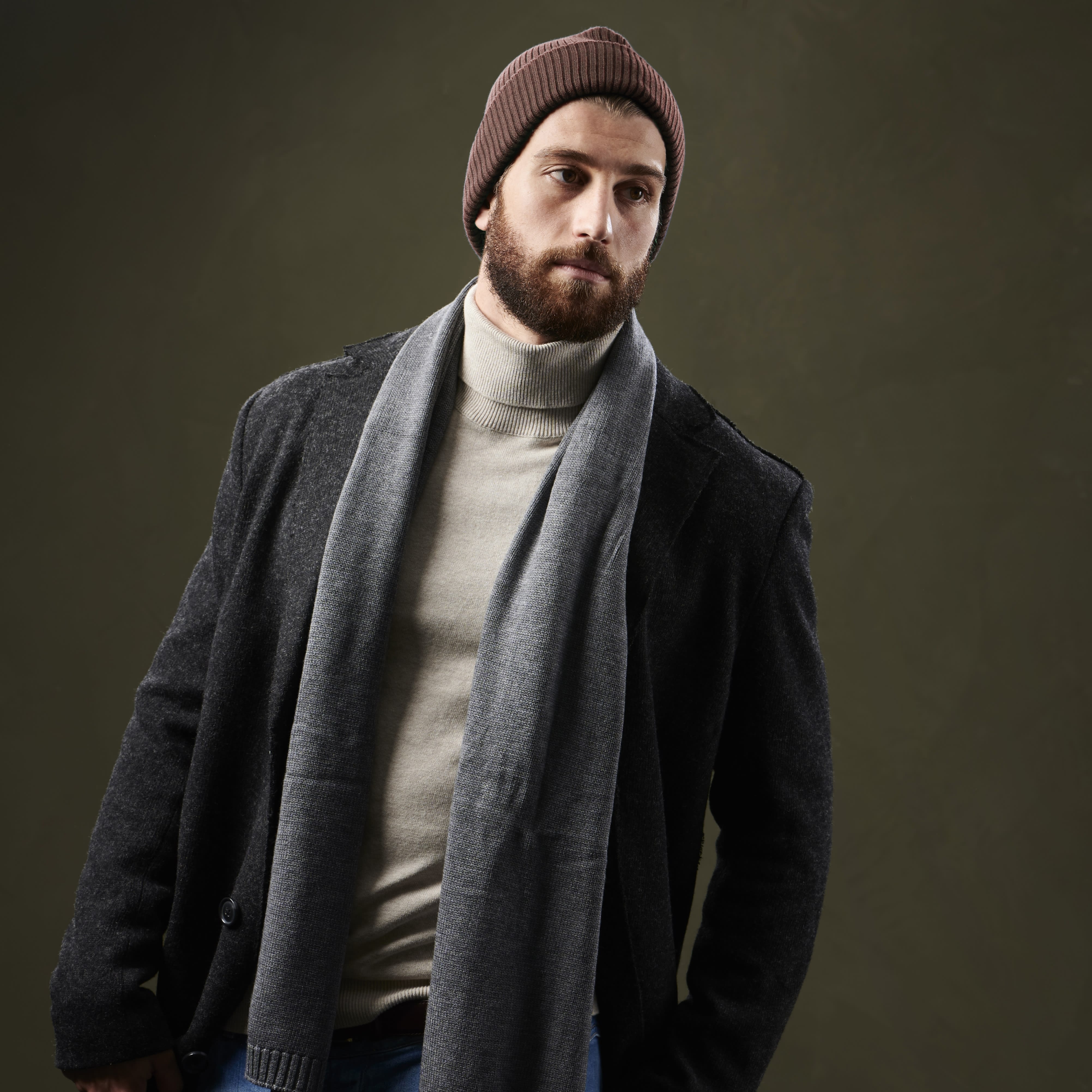 True Brown Acrylic Mix Chunky Knitted Rib Beanie - 5