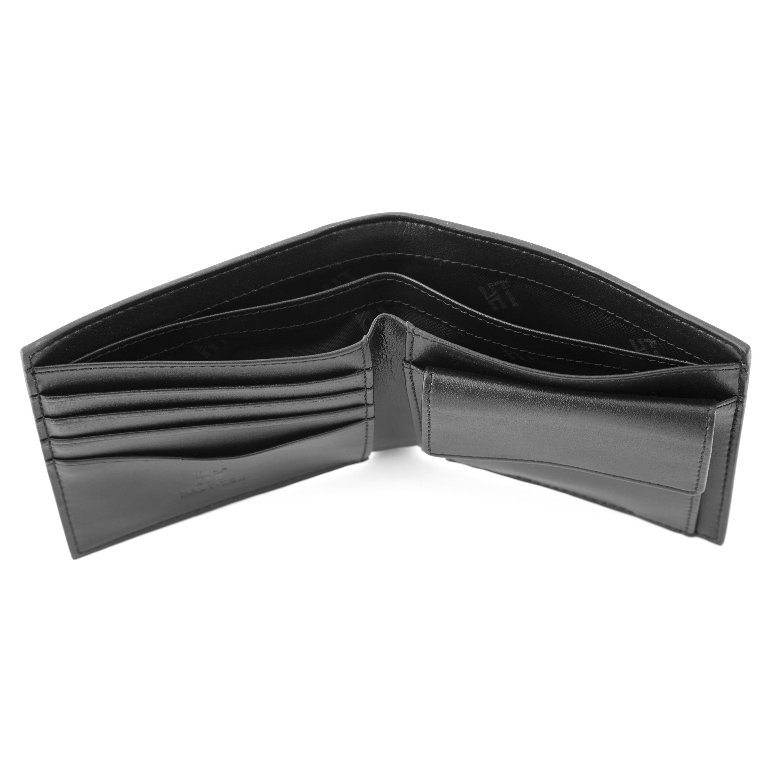 Zwarte Kleine Portemonnee met Blauw en Bruin Camouflagepatroon - 3