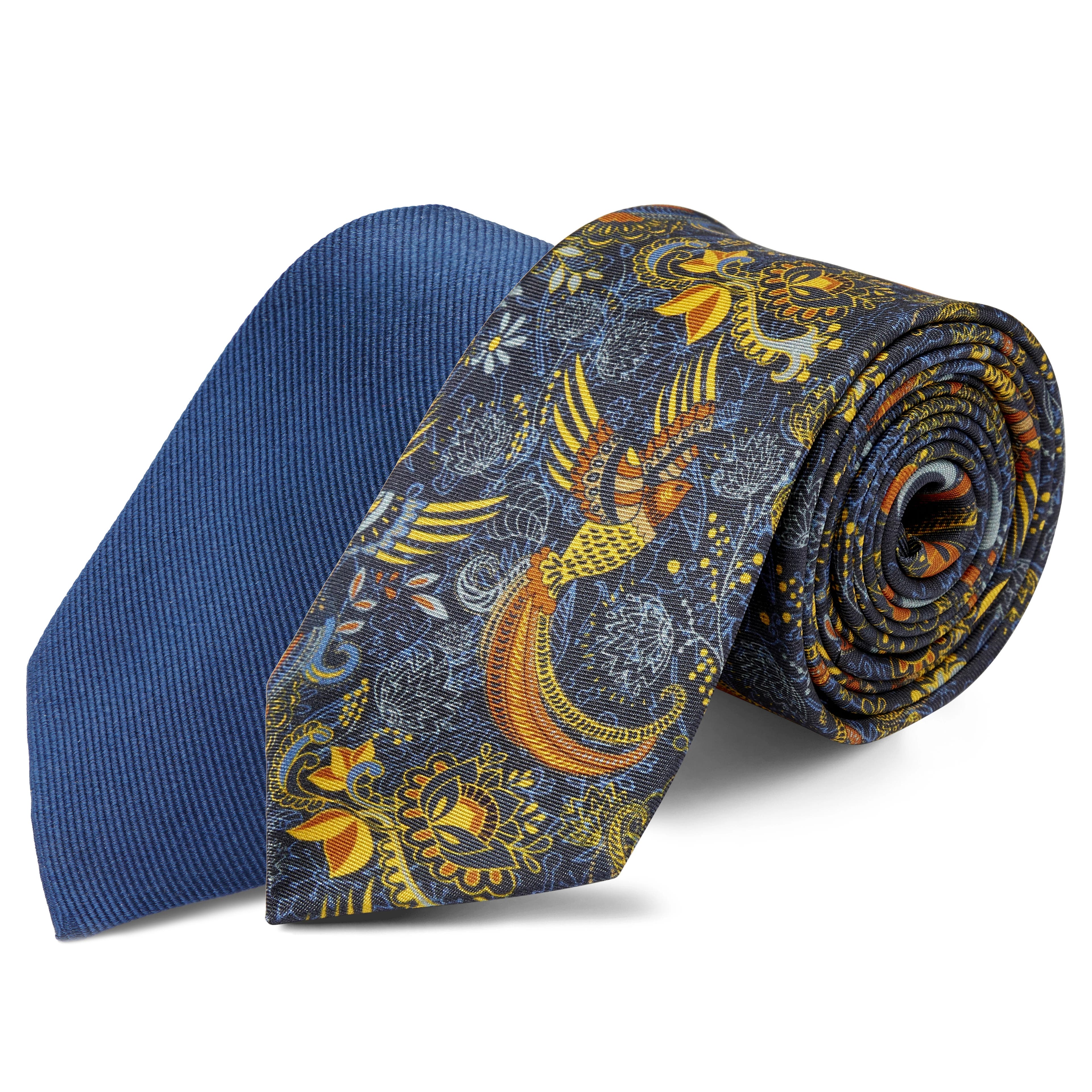 Комплект сини вратовръзки в бохемски стил