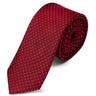 Hodvábna 6 cm červená kravata s bielymi bodkami