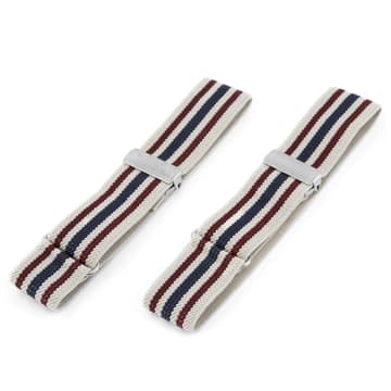 Brazaletes para camisa a rayas rojas, crema y azules Brazaletes para camisa a rayas rojas, crema y azules