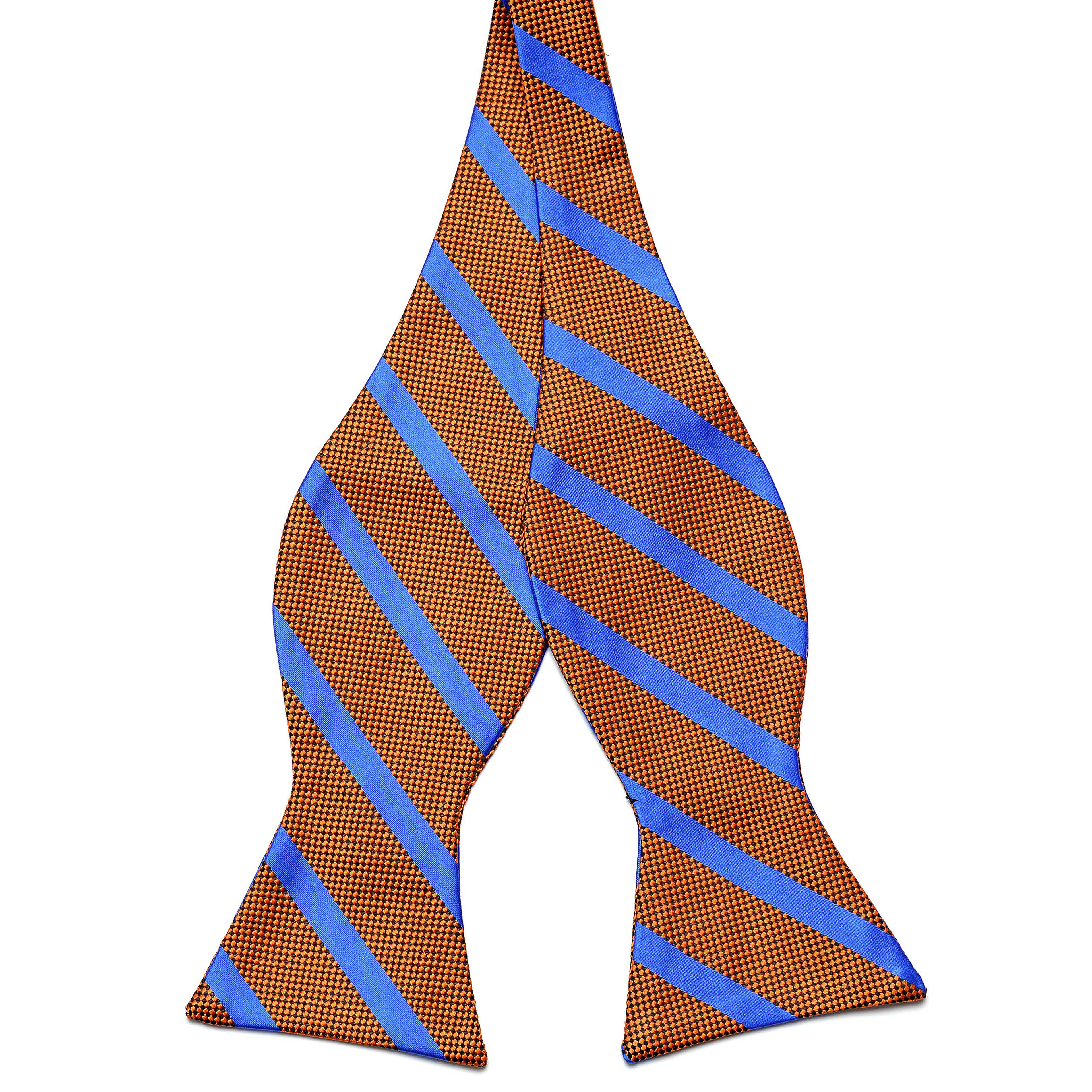 True Orange & Light Blue Striped Silk Self-Tie Bow Tie