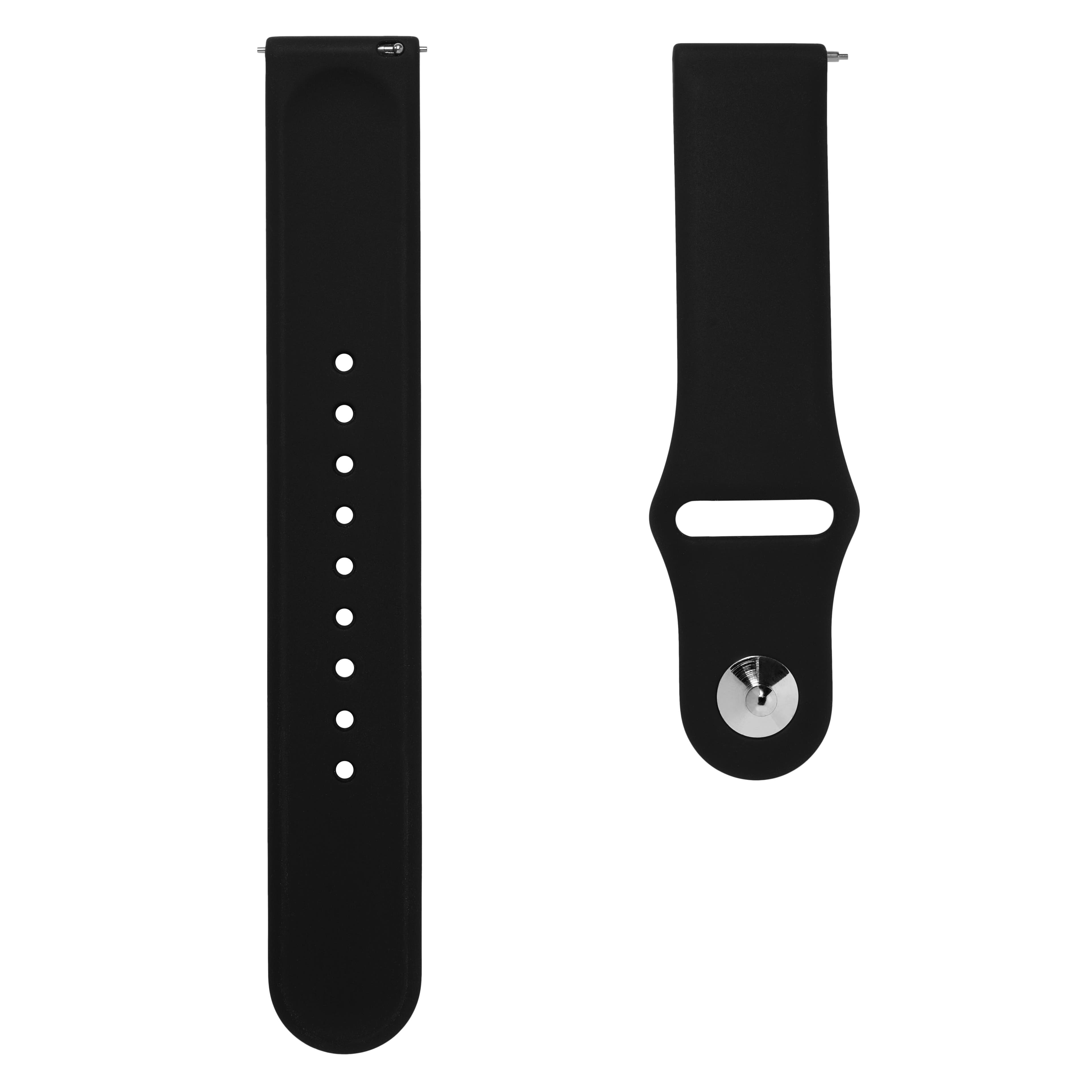 Bracelet de montre en caoutchouc noir de 22 mm - Fixation rapide
