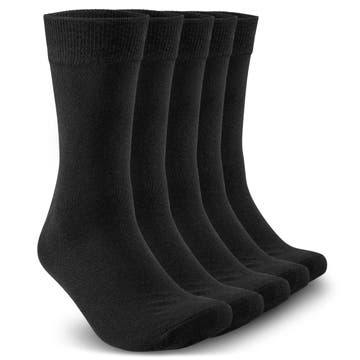 5-Pack Black Socks – Size 40-45
