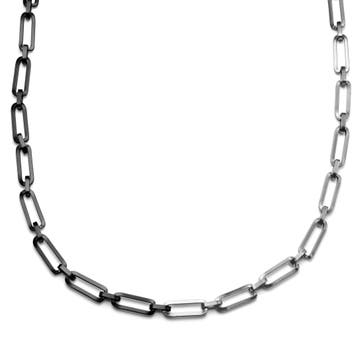 Amager | 8 mm Silver-Tone & Gunmetal Stainless Steel Cable Chain Necklace