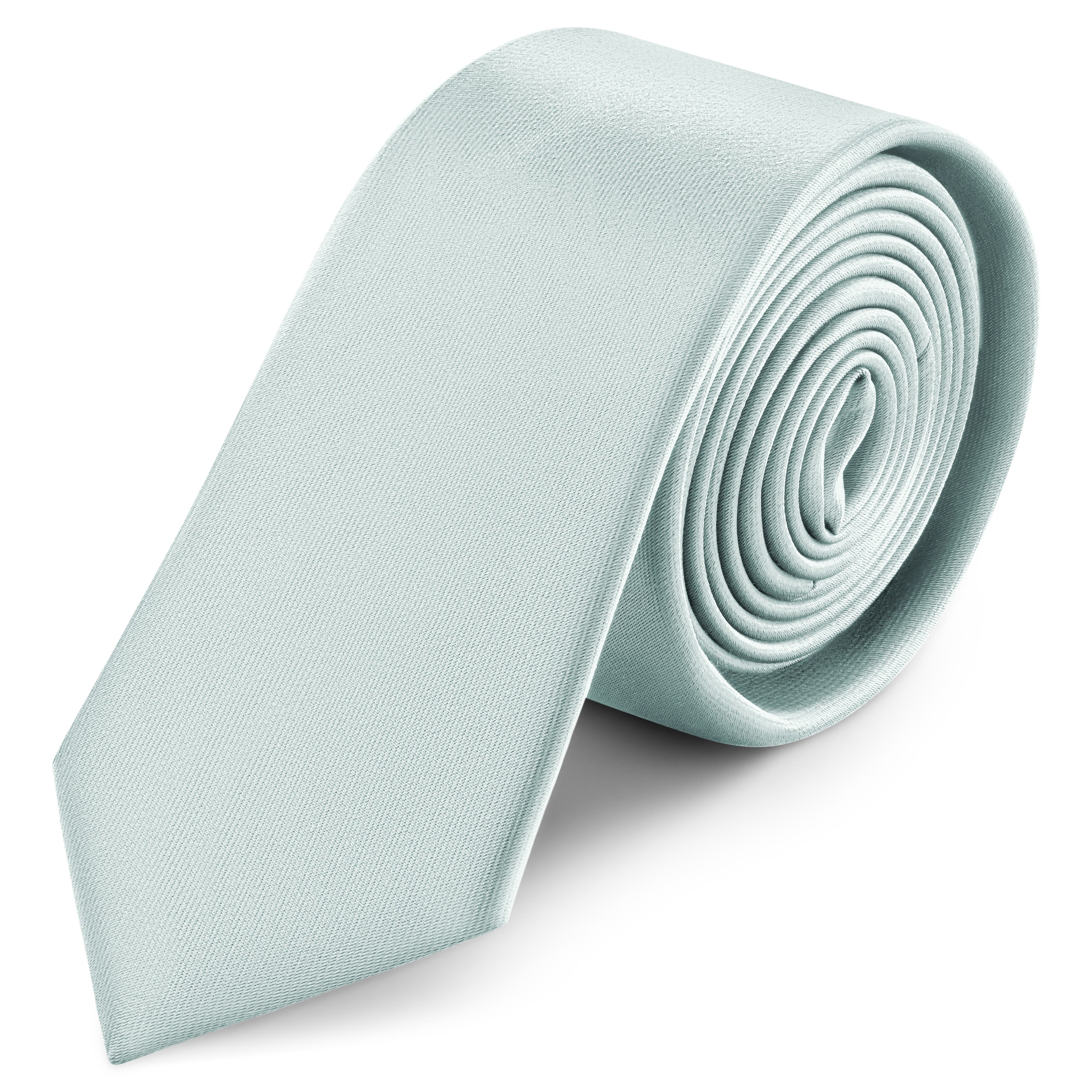 Cravate étroite en satin bleu arctique 6 cm