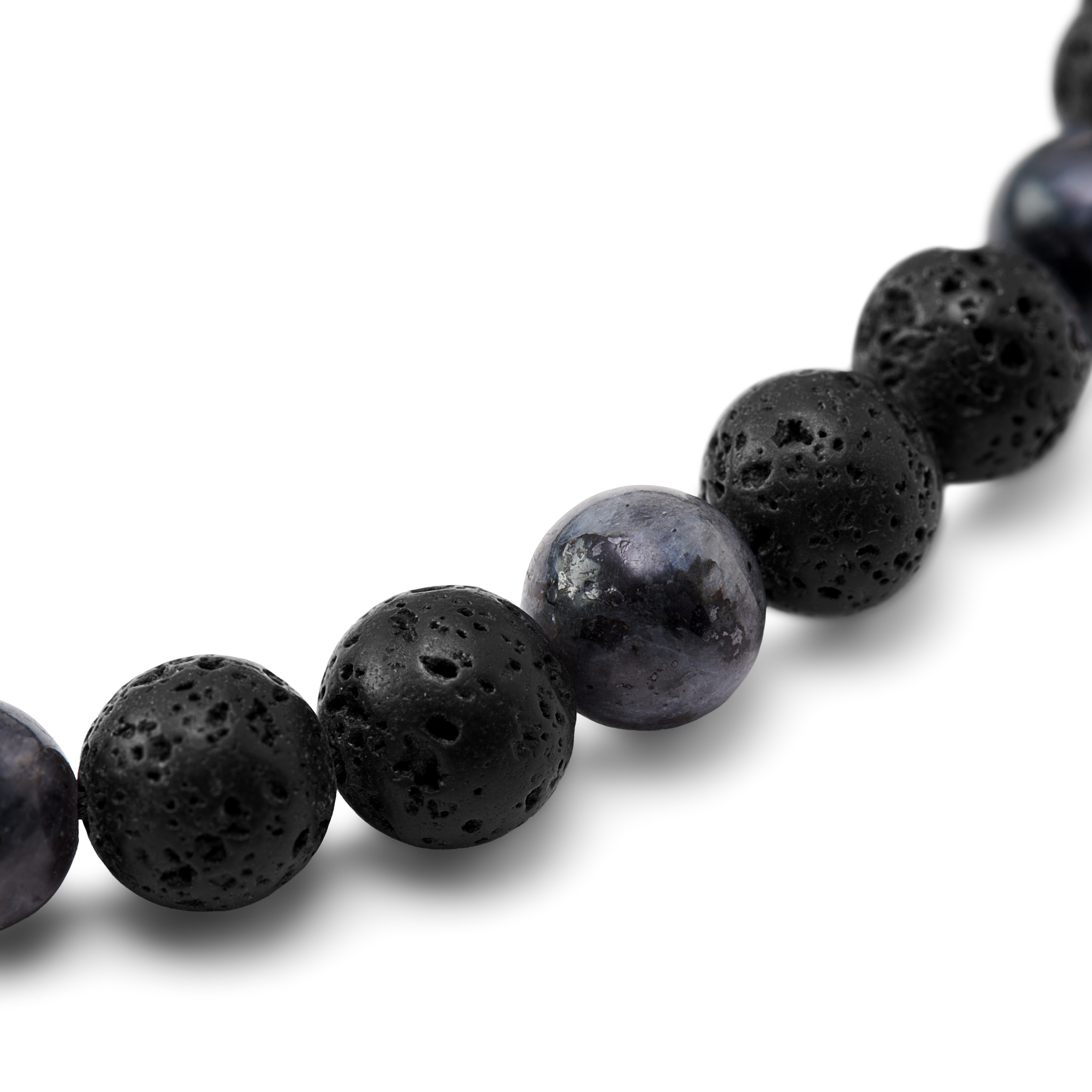 Sanatio | 8 mm Lavasten & Sort Labradorit Sten Armbånd - 3