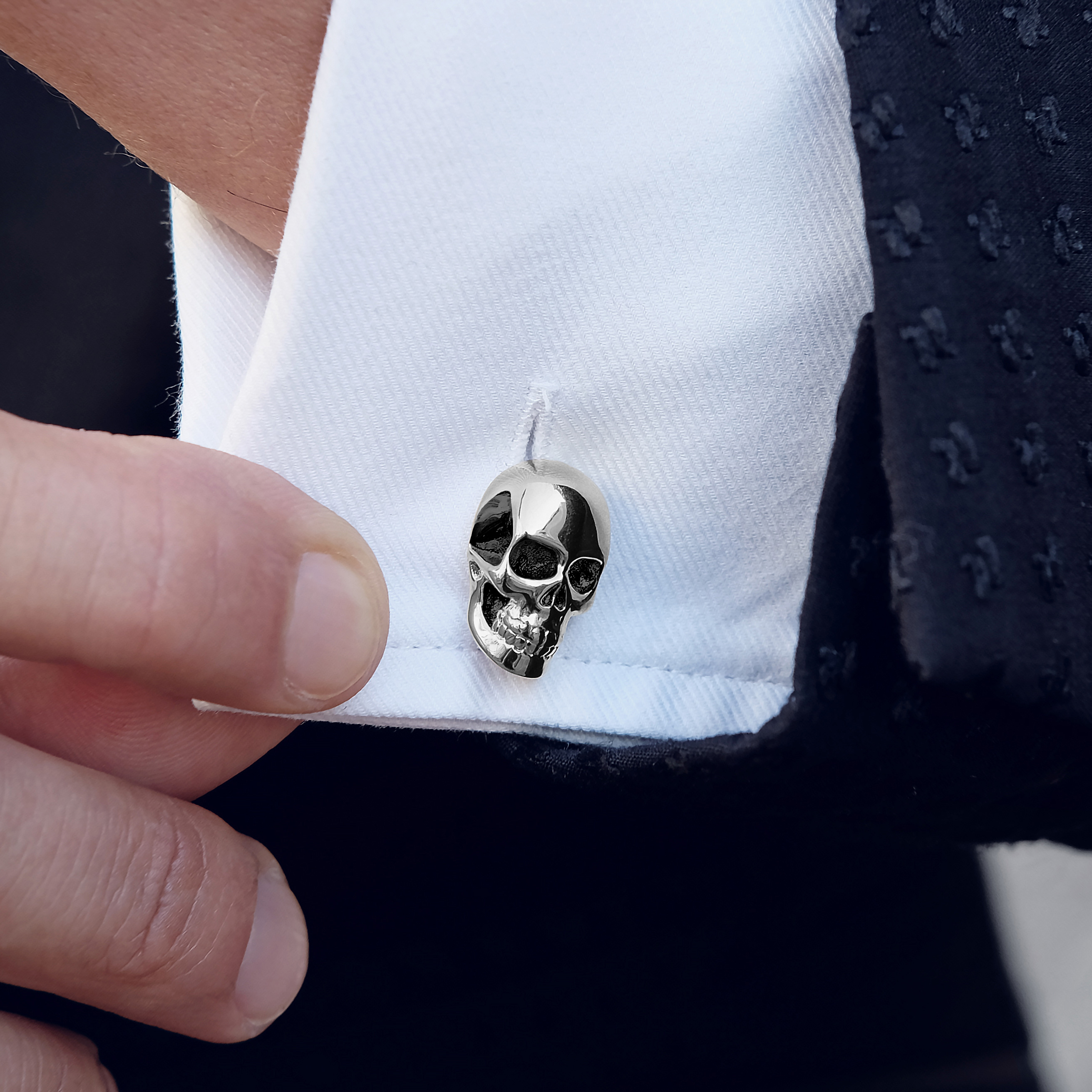 Zilveren Schedel 925 Manchetknopen - 4