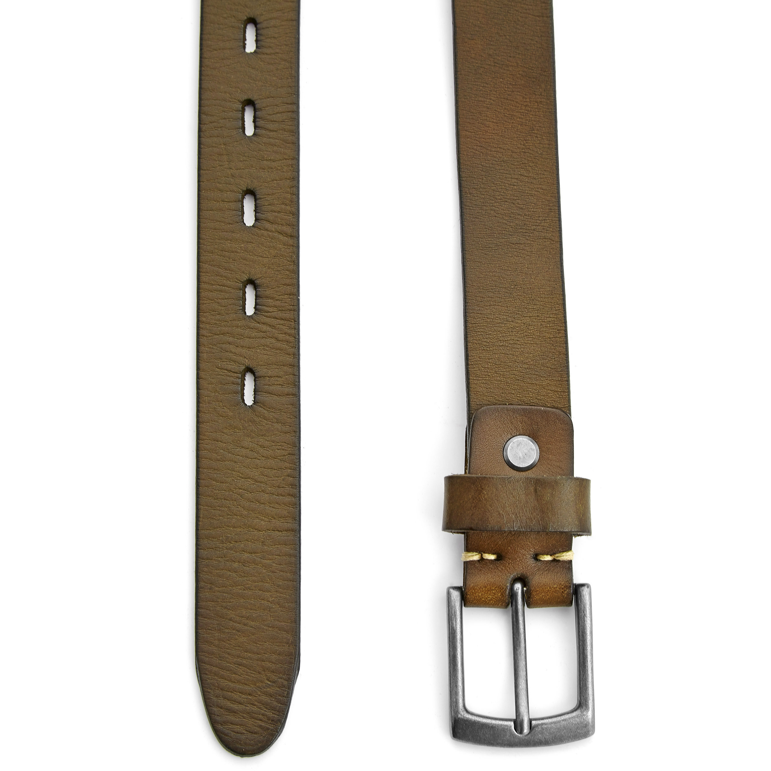 Kapea oliivinvihreä nahkavyö - 2