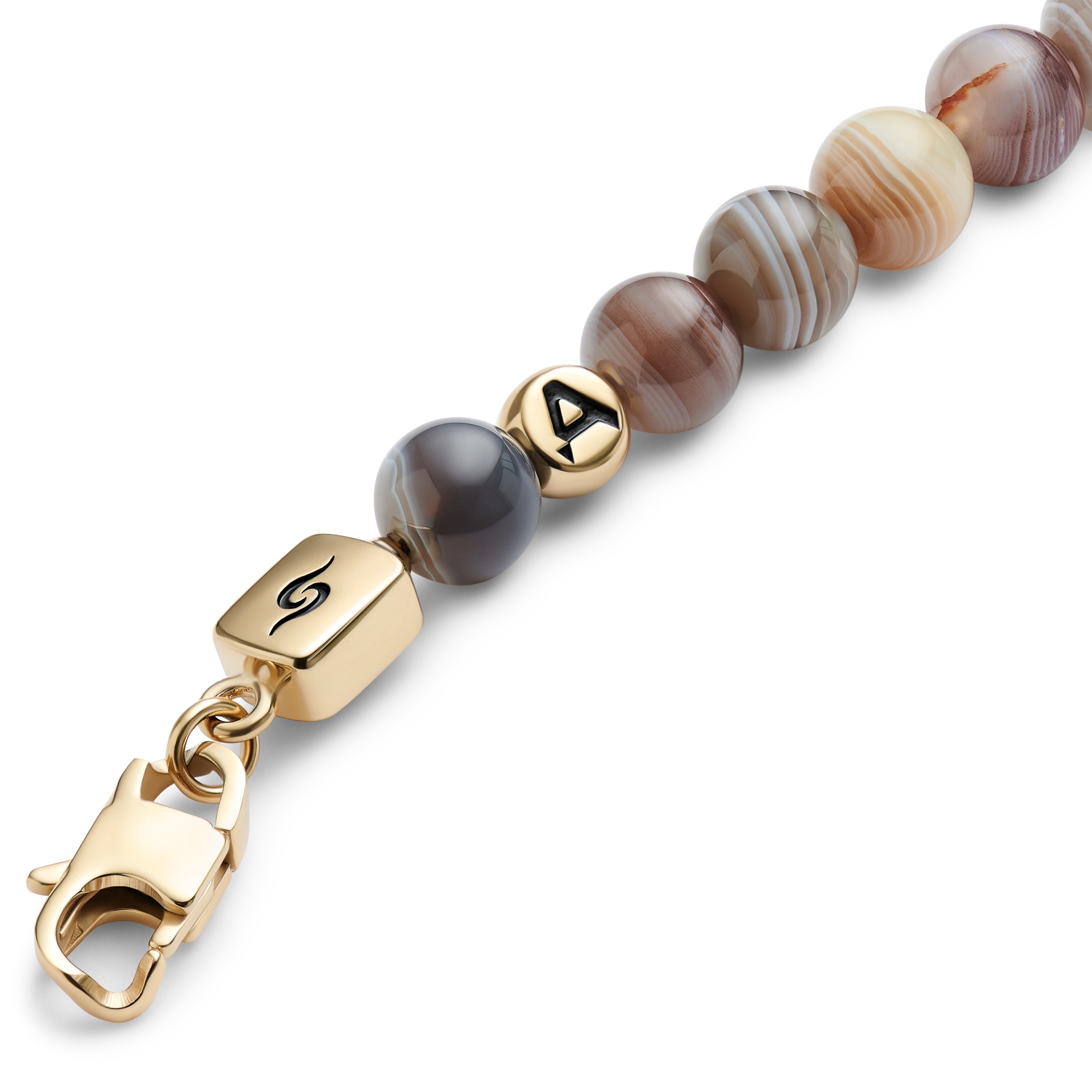 Rico | Pulsera de calavera de acero inoxidable dorado y ágata de Botswana - 3