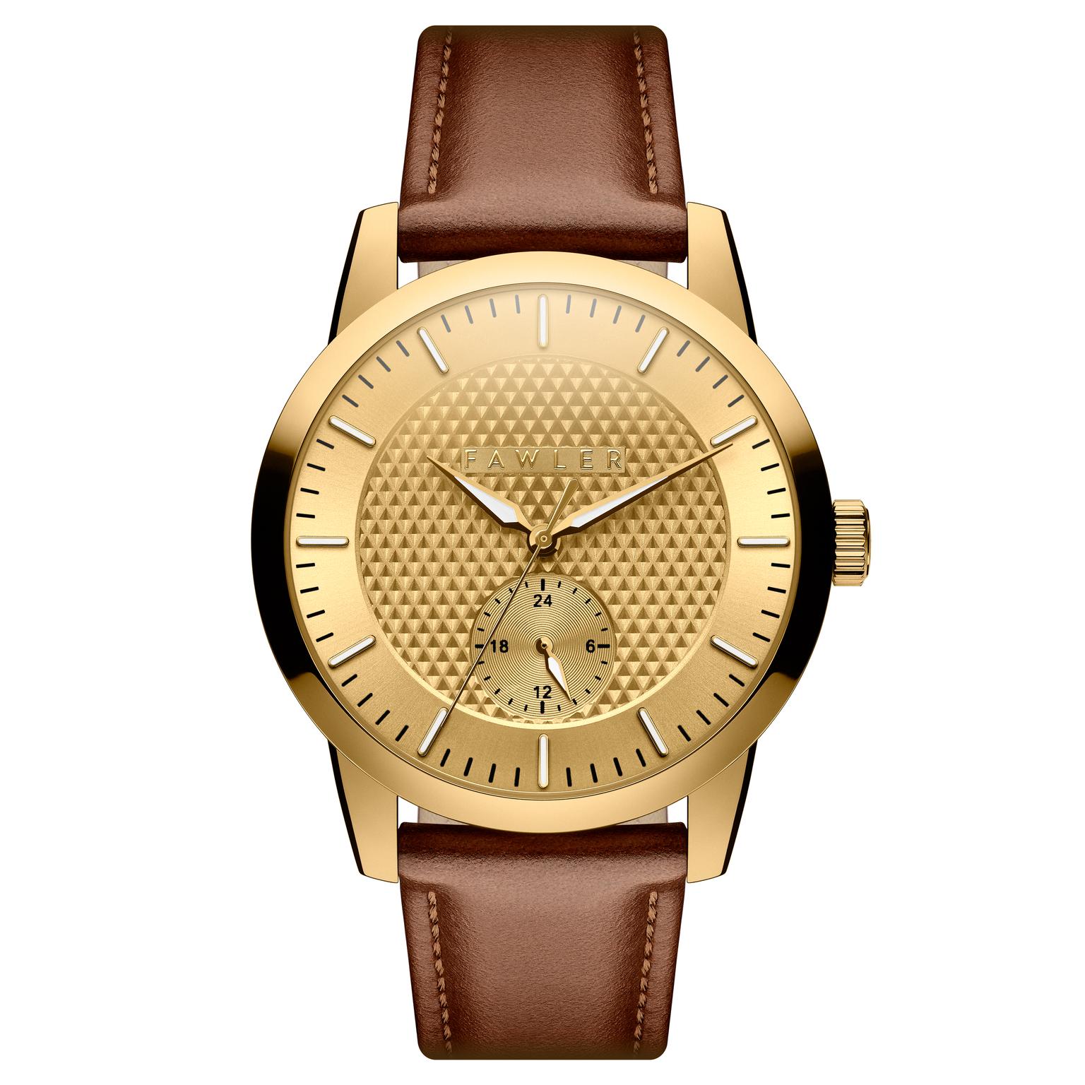 Dayton | Goudkleurig Roestvrijstalen Horloge met Gouden Getextureerde Wijzerplaat Dayton | Goudkleurig Roestvrijstalen Horloge met Gouden Getextureerde Wijzerplaat
