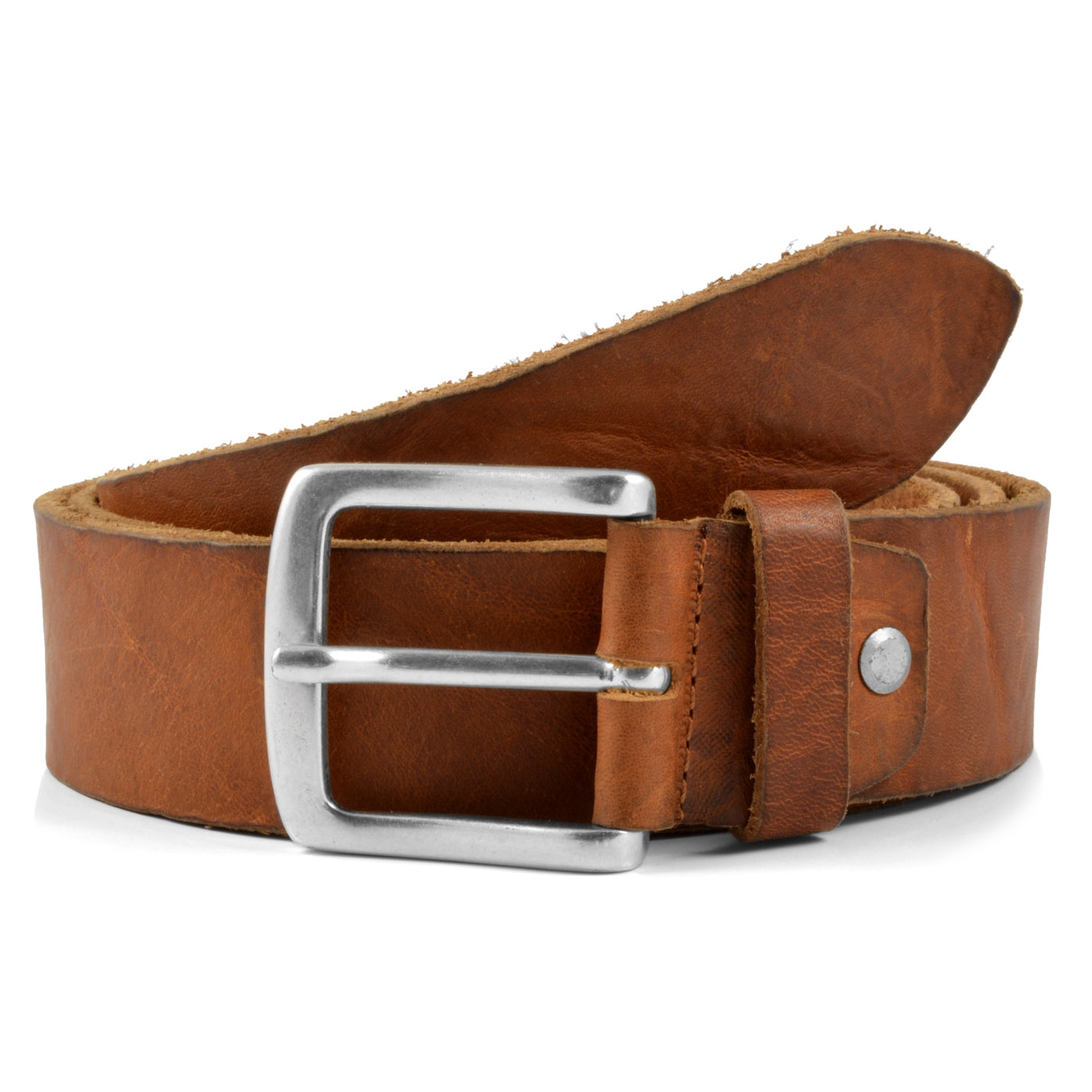 Rustic Washed Cognac Leather Belt | BSWK | Free shipping