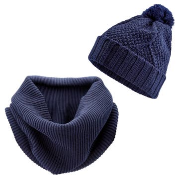 Frisco Navy Urban Tube Scarf & Karl Navy Merino Kane Beanie Frisco Navy Urban Tube Scarf & Karl Navy Merino Kane Beanie
