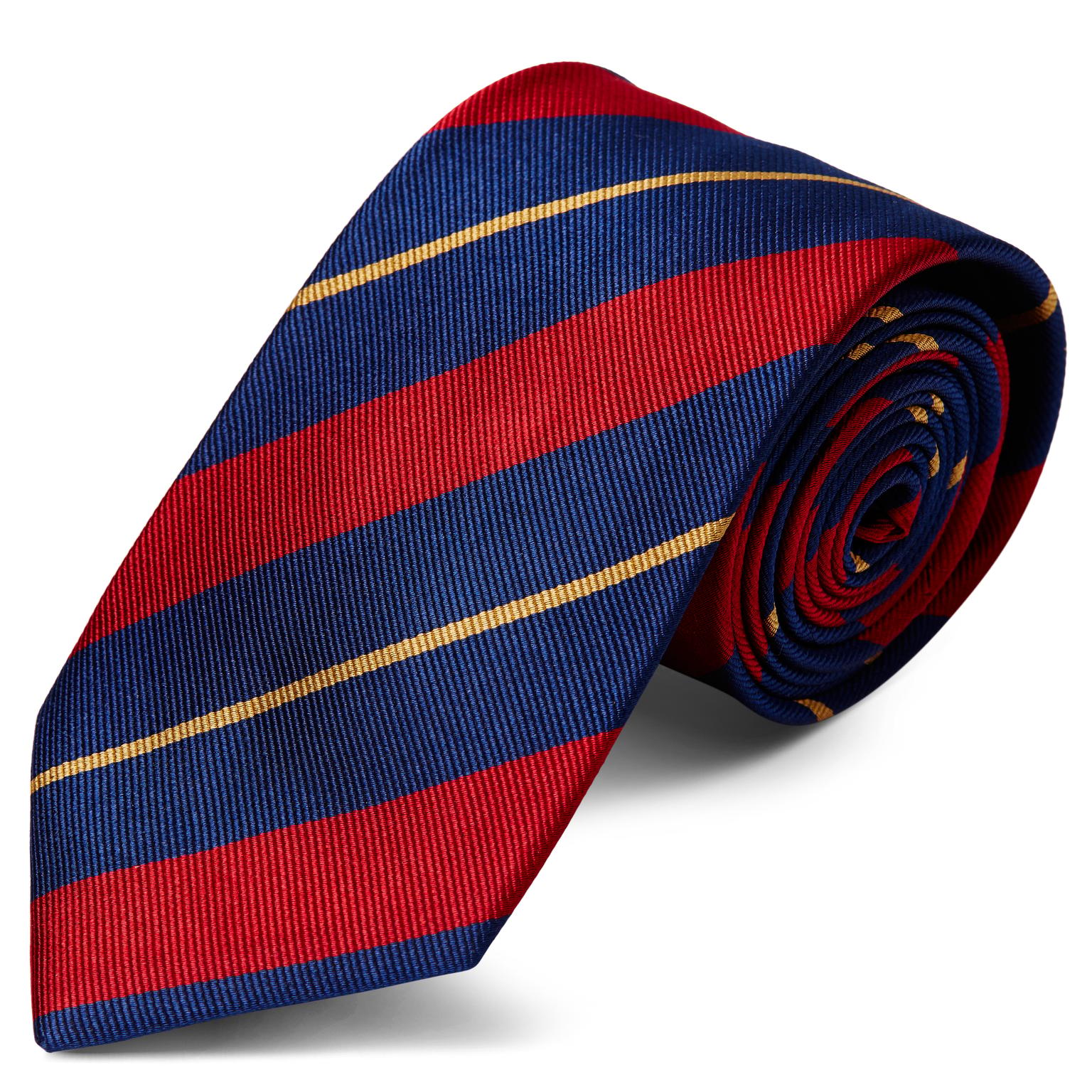 Red & Gold Stripe Navy Silk 8cm Tie Red & Gold Stripe Navy Silk 8cm Tie